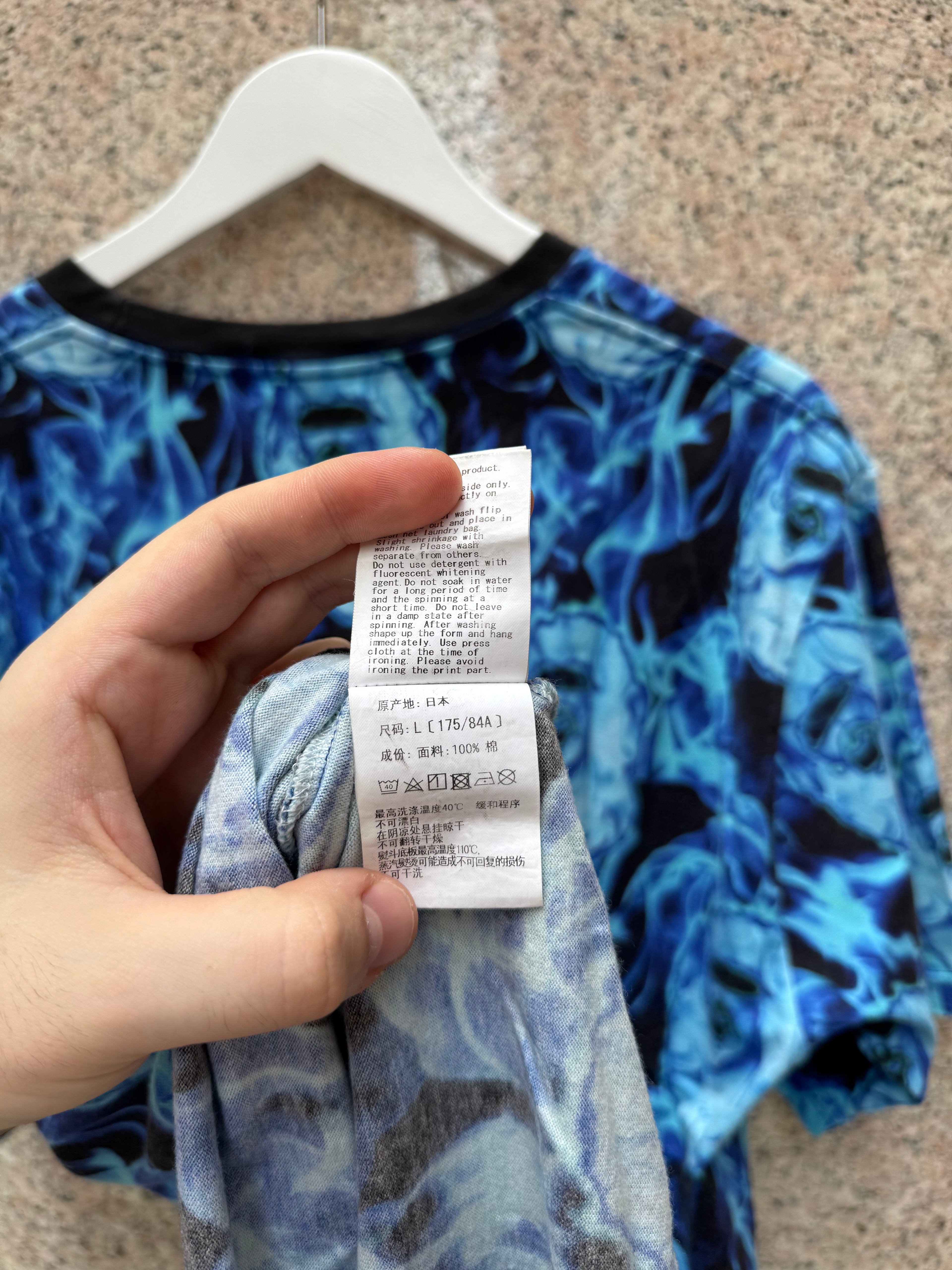 A Bathing Ape Bape Tee Blue Flame - L (USED)