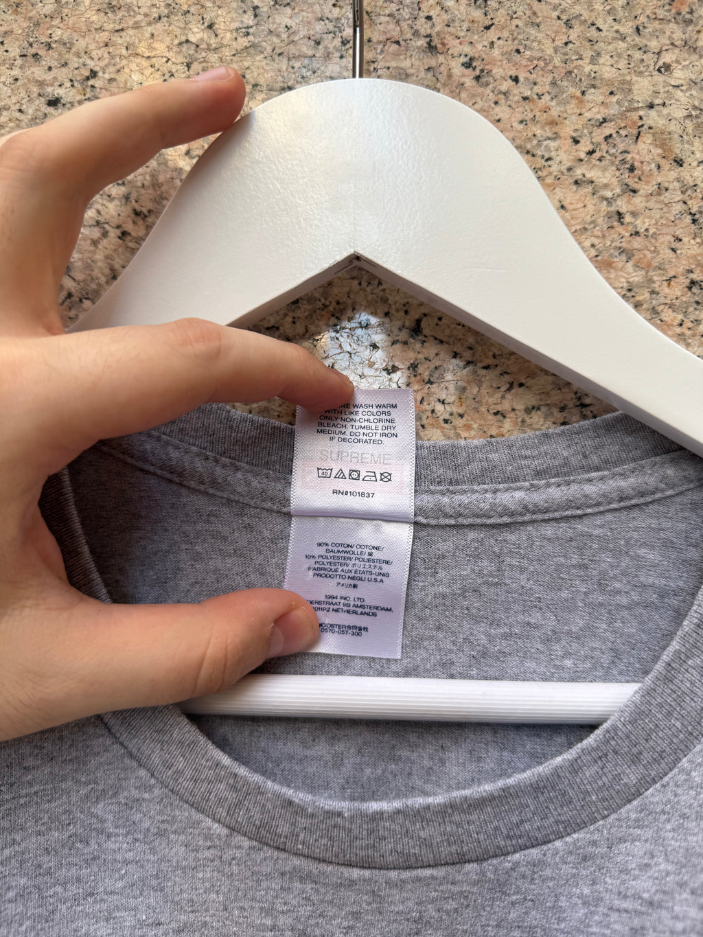 Supreme Backwards Tee Grey - XL (USED)