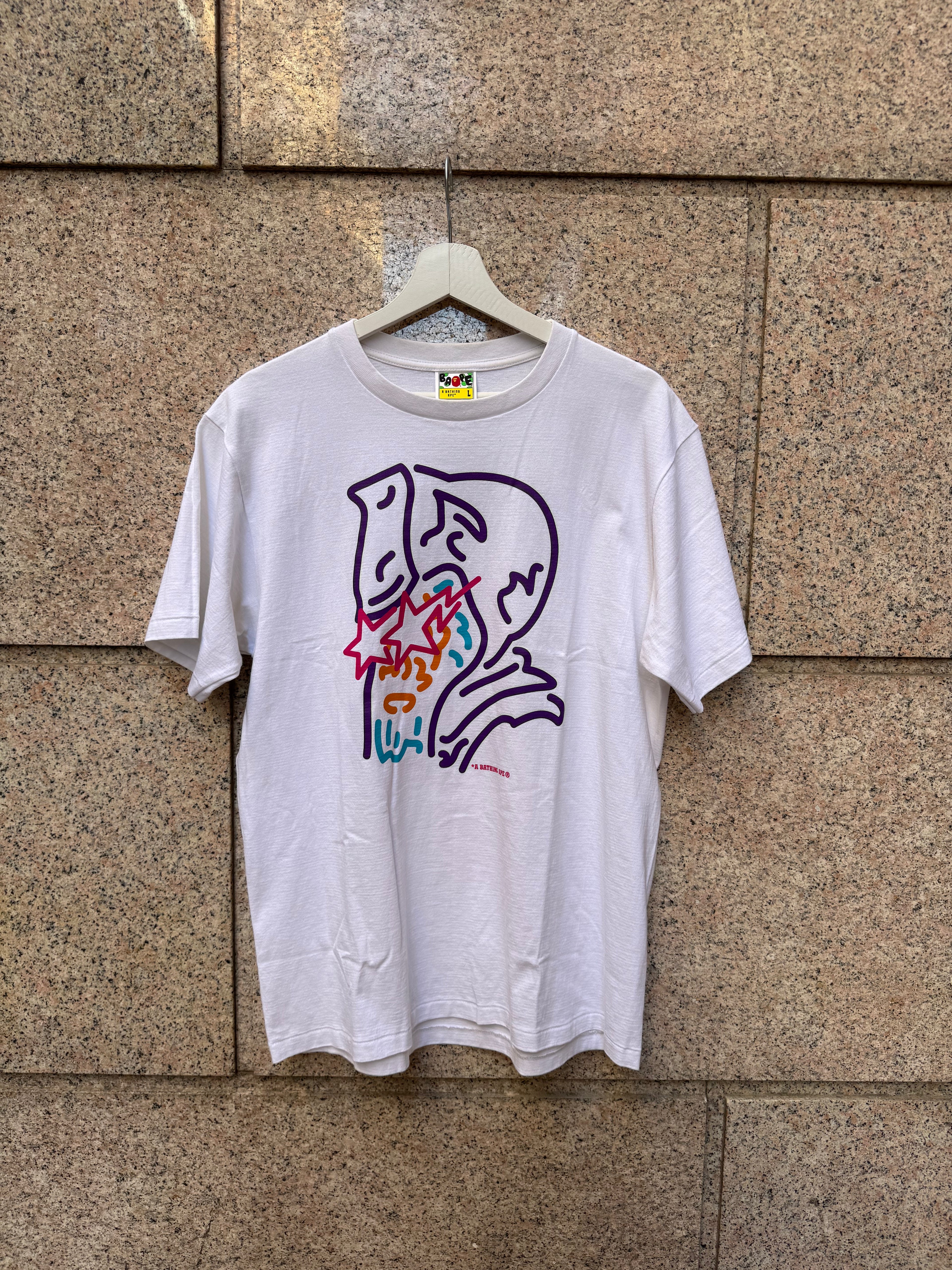 A Bathing Ape Bape Graffiti WHite Tee - L (USED)