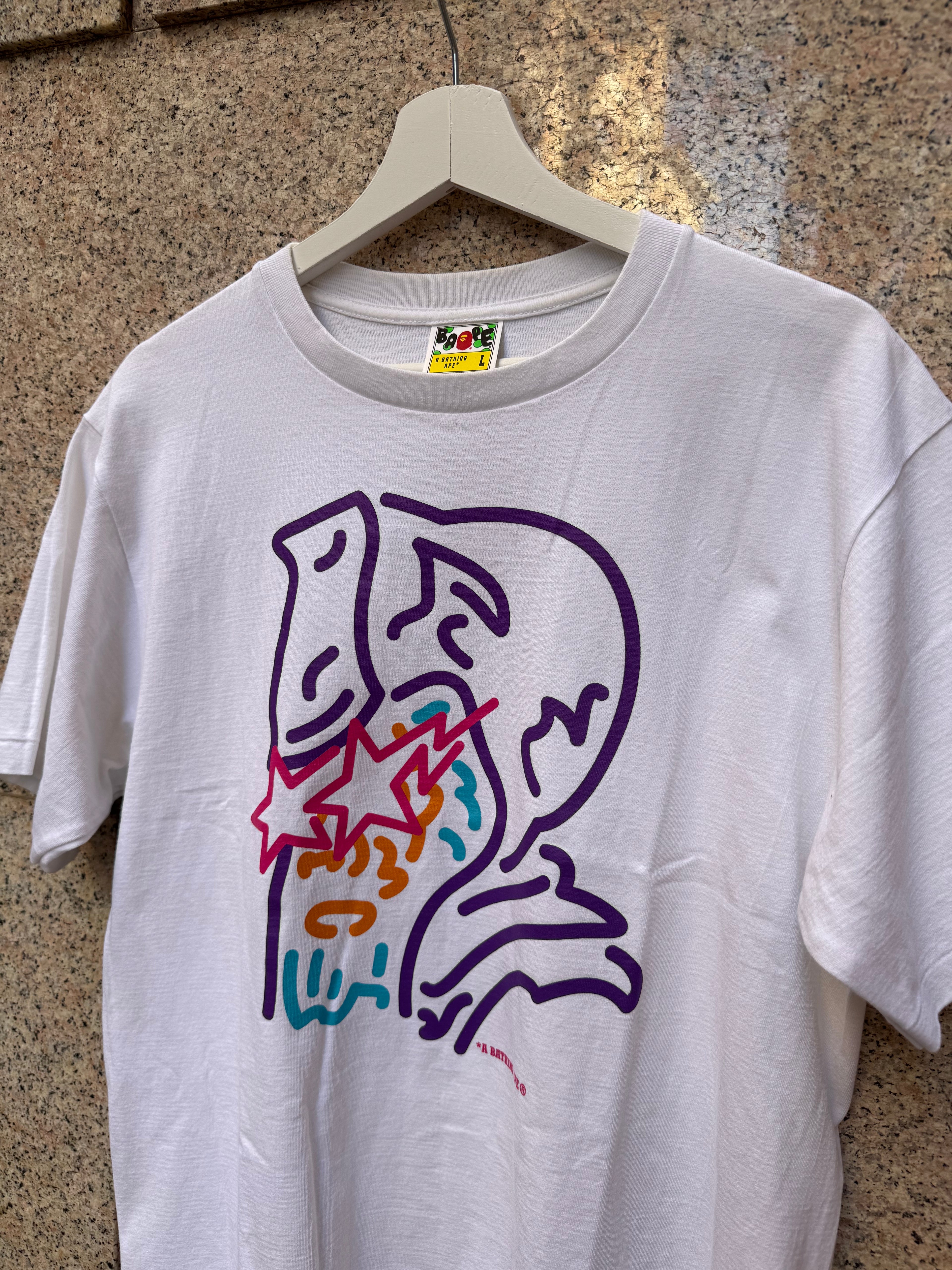 A Bathing Ape Bape Graffiti WHite Tee - L (USED)