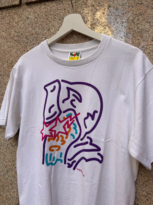 A Bathing Ape Bape Graffiti WHite Tee - L (USED)