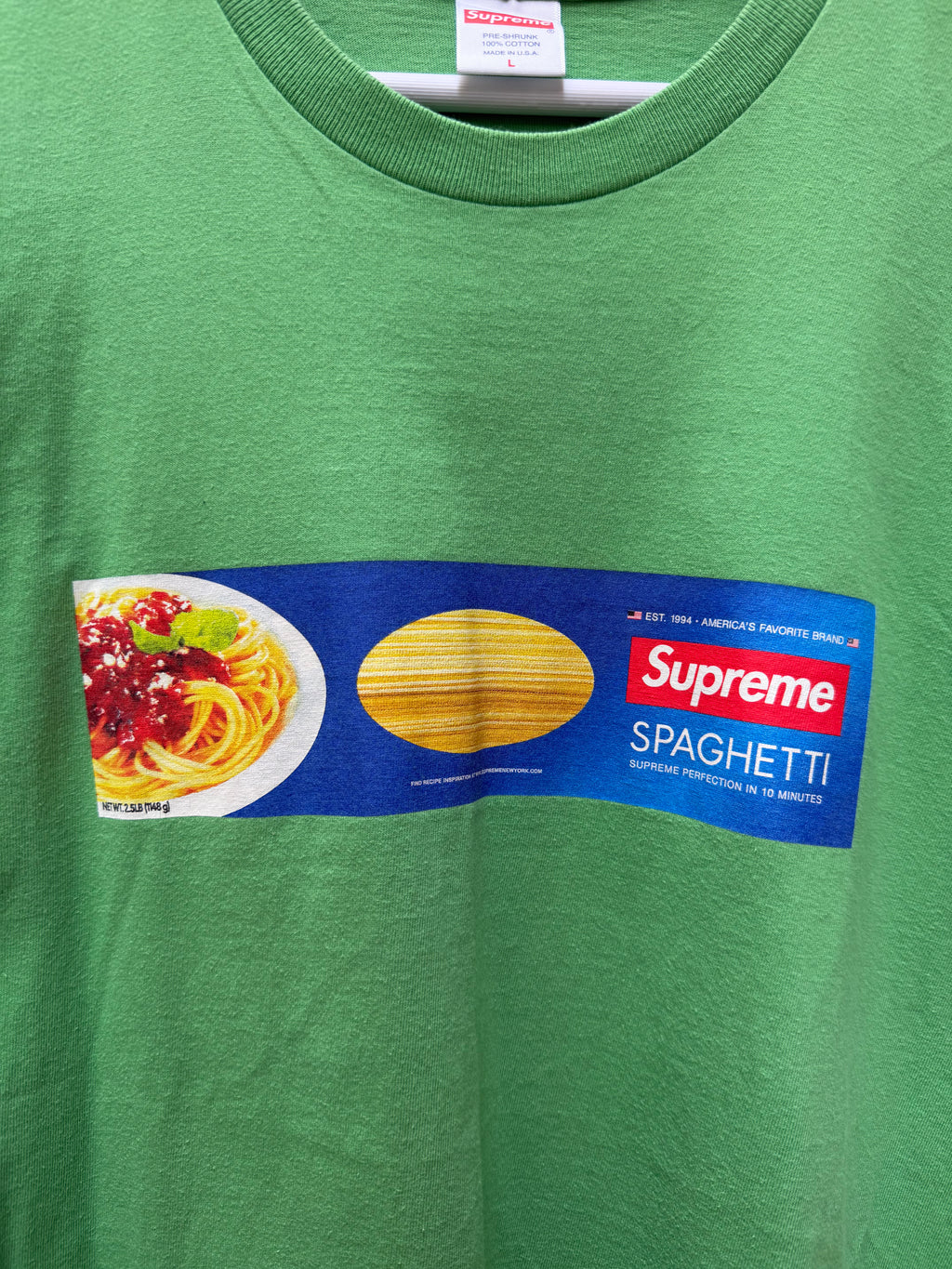 Supreme Pasta Spaghetti Tee Green - L (USED)