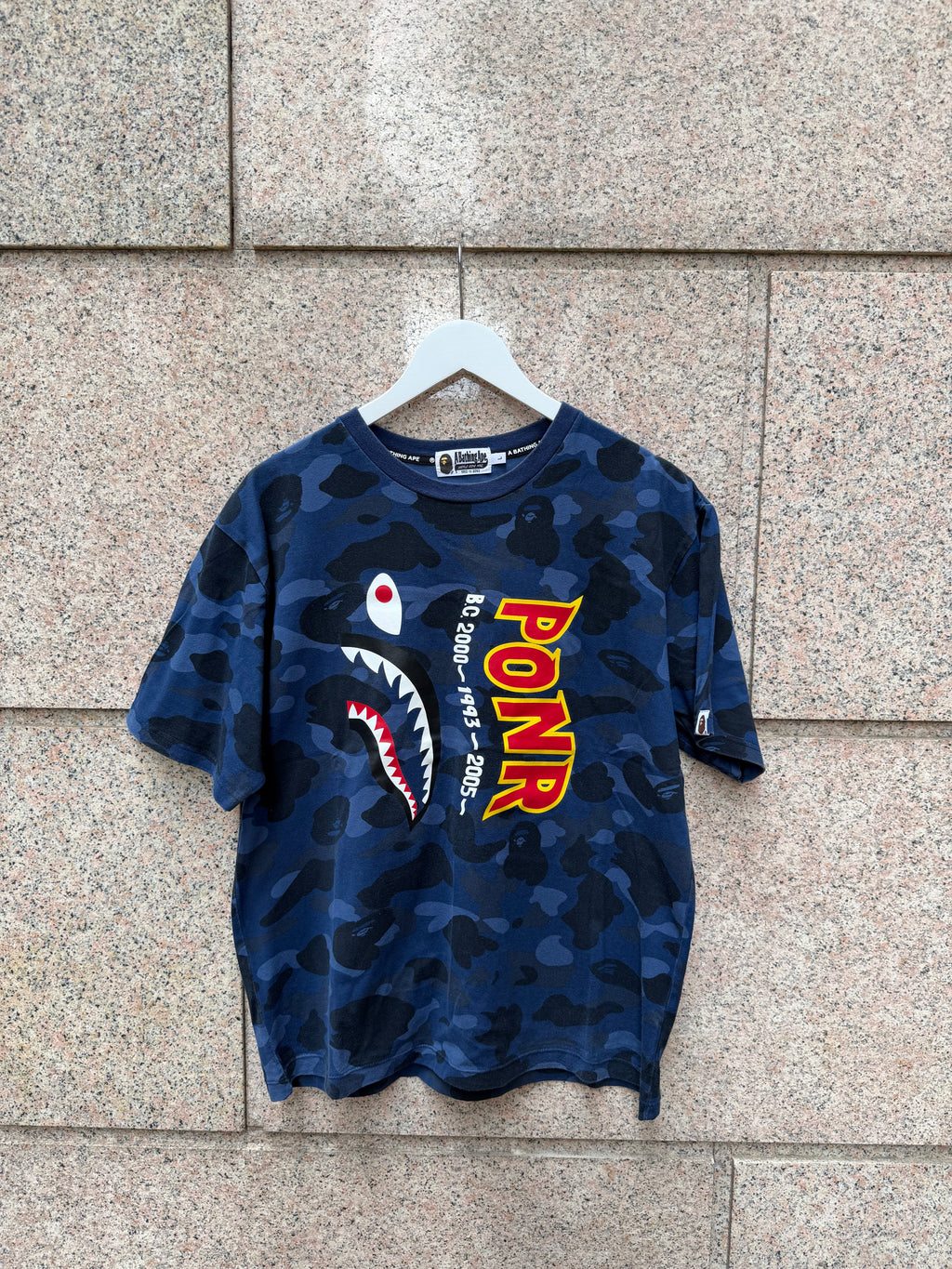 A Bathing Ape Bape Ponr Camo T-Shirt Blue - L (USED)
