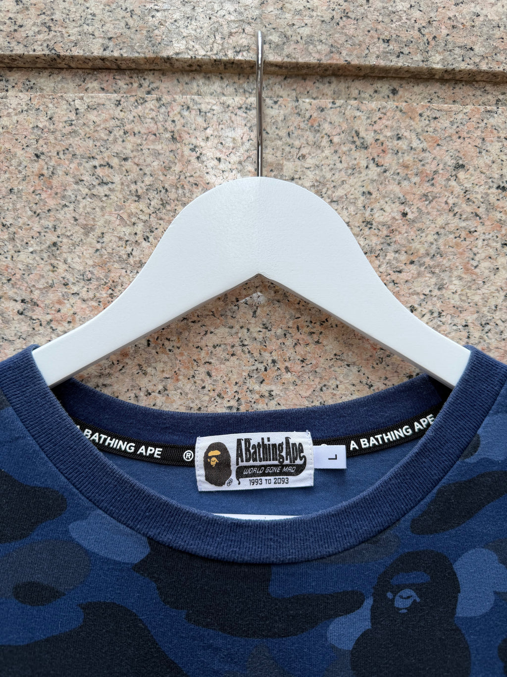 A Bathing Ape Bape Ponr Camo T-Shirt Blue - L (USED)