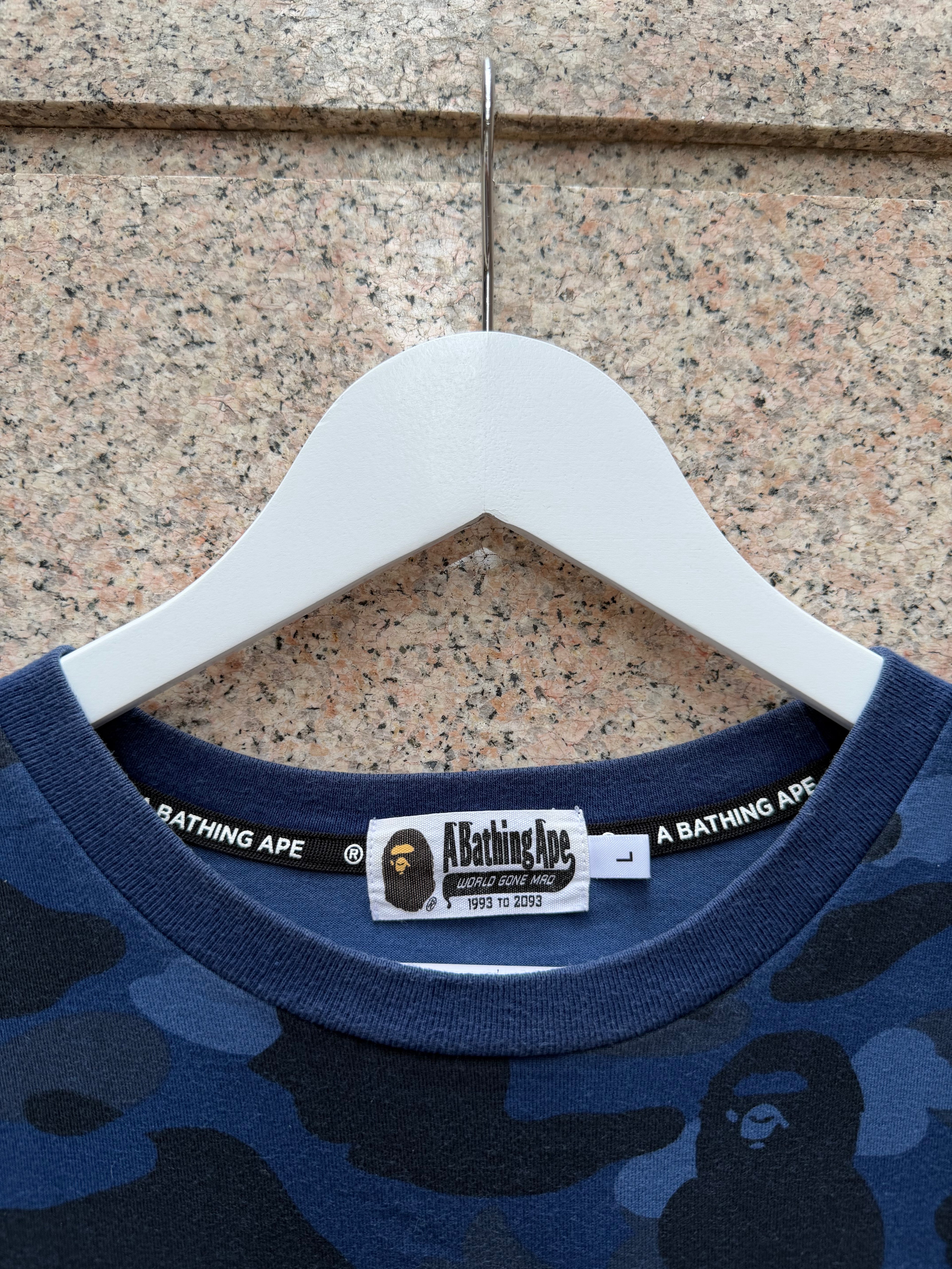 A Bathing Ape Bape Ponr Camo T-Shirt Blue - L (USED)