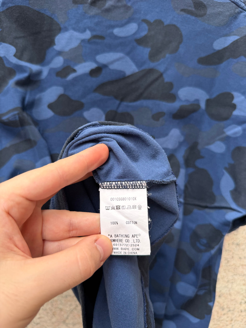 A Bathing Ape Bape Ponr Camo T-Shirt Blue - L (USED)