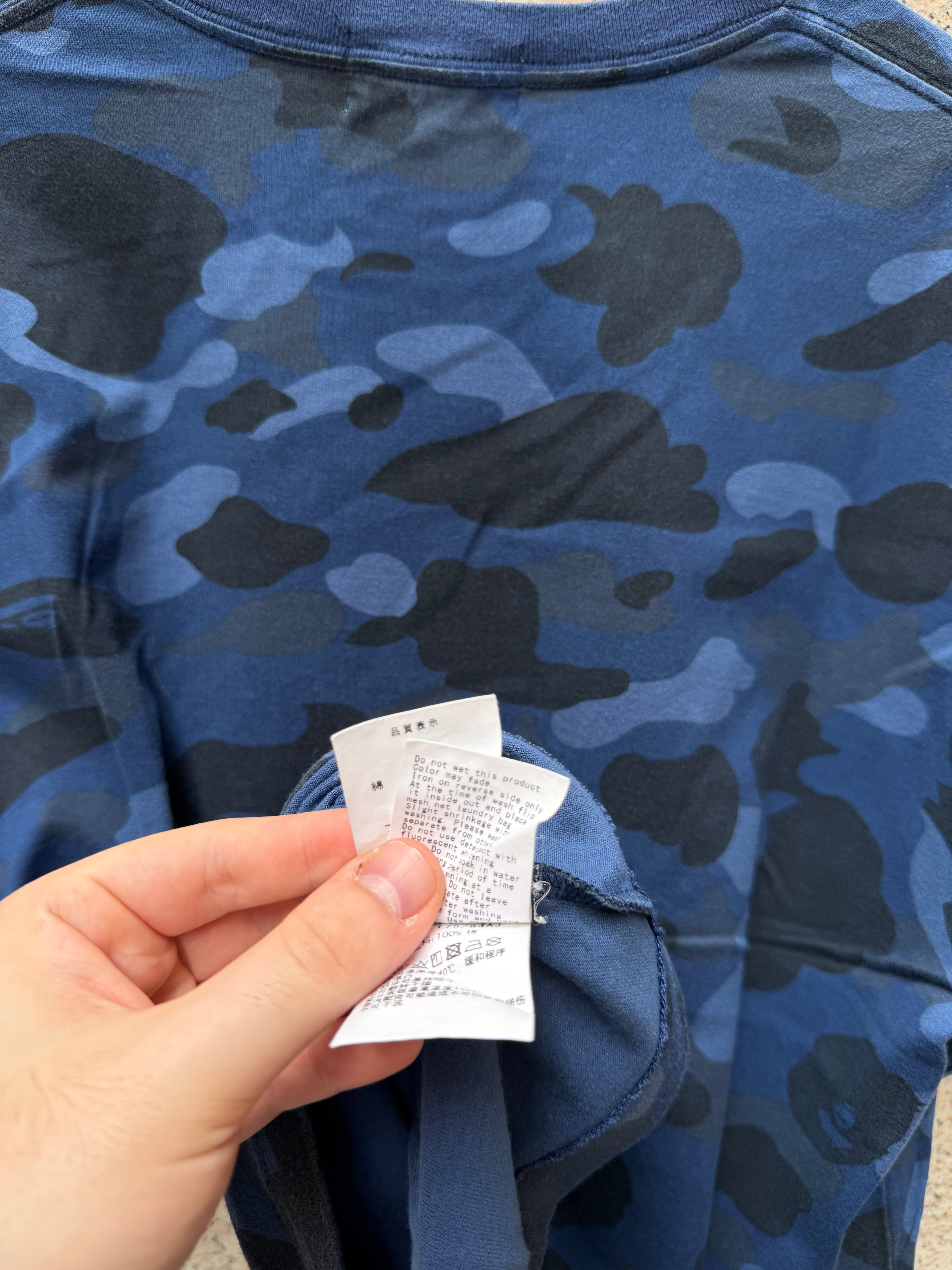 A Bathing Ape Bape Ponr Camo T-Shirt Blue - L (USED)