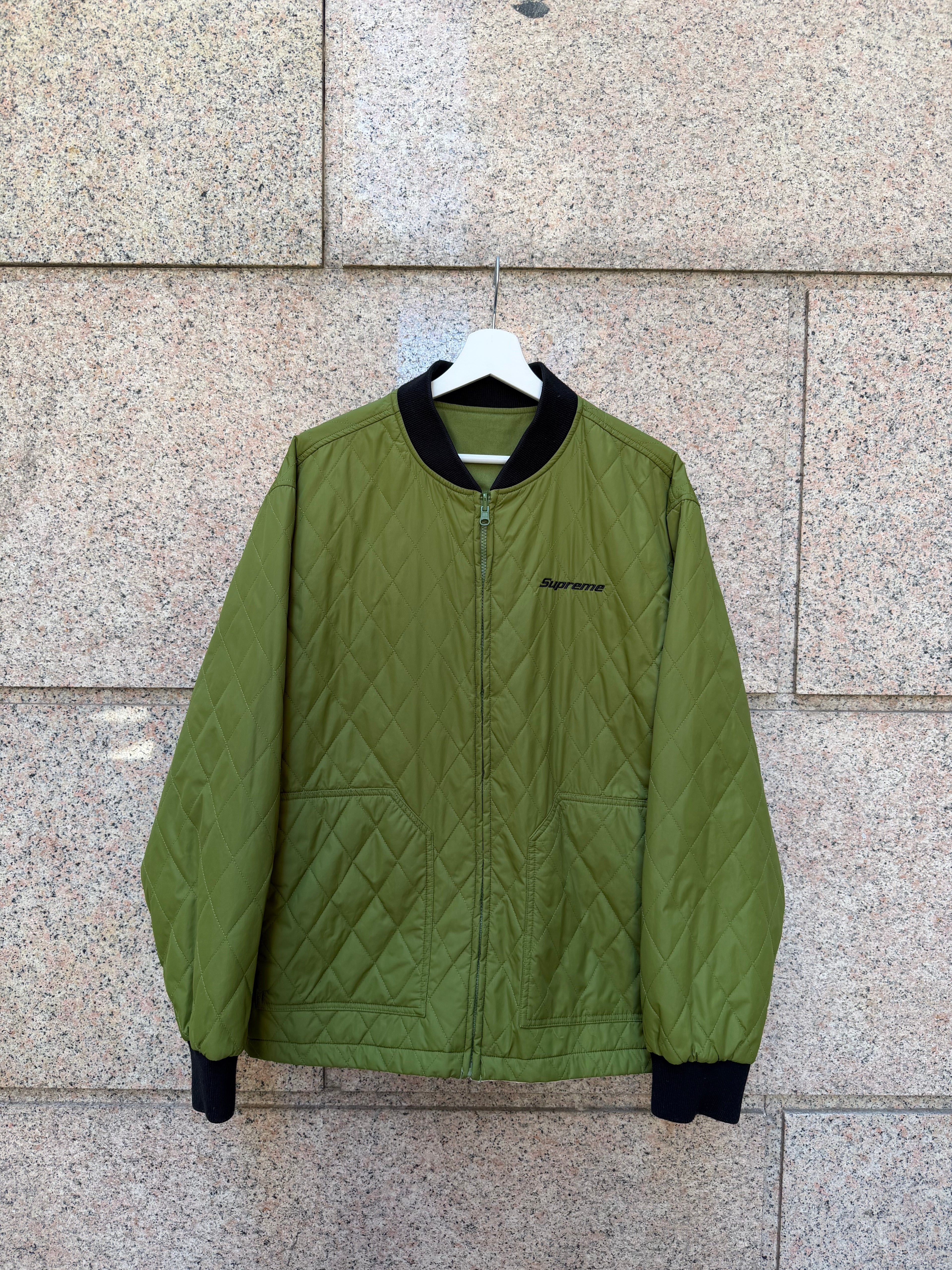 Supreme Reversible Work Green/White Jacket - L (USED)