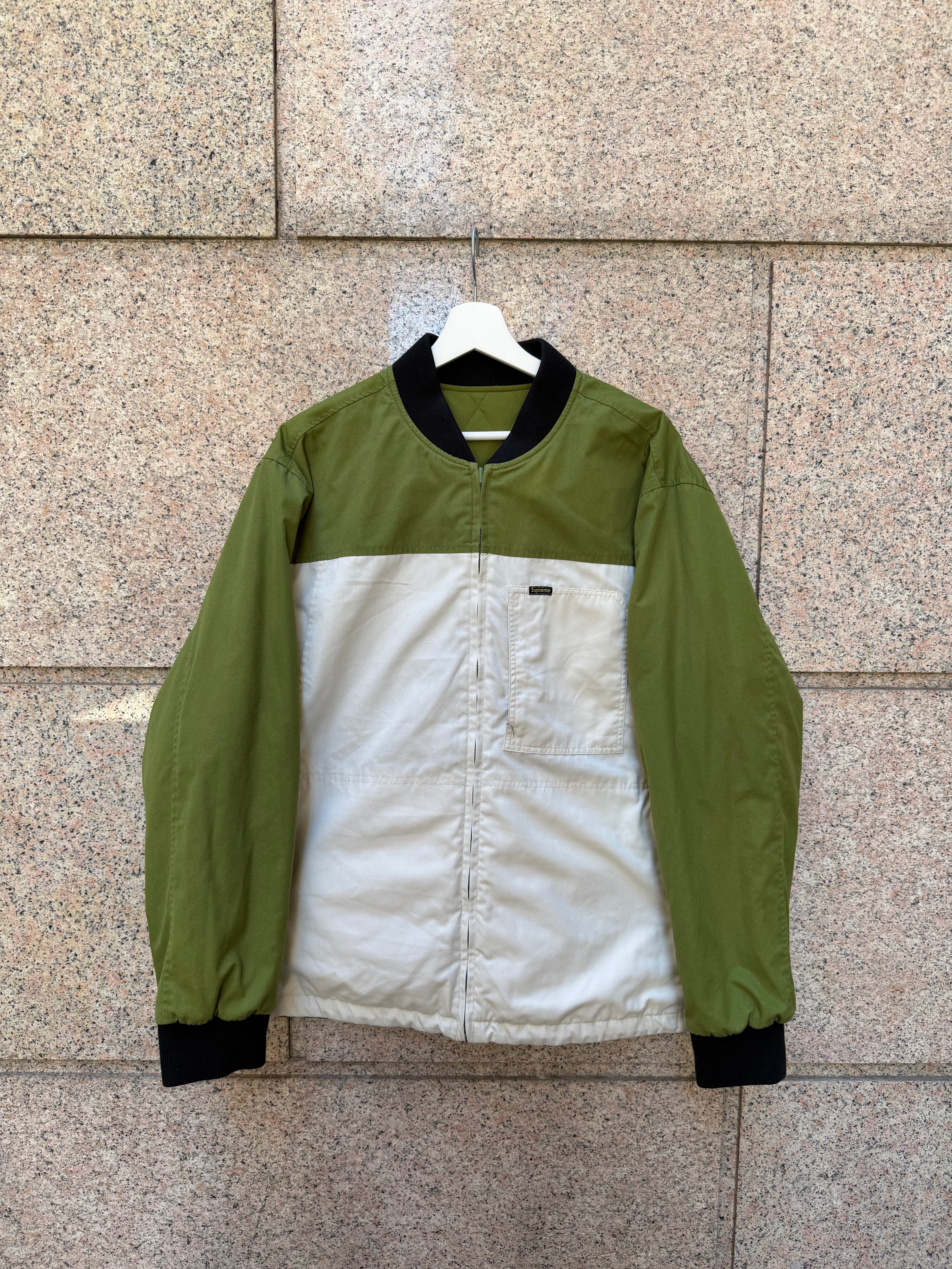 Supreme Reversible Work Green/White Jacket - L (USED)