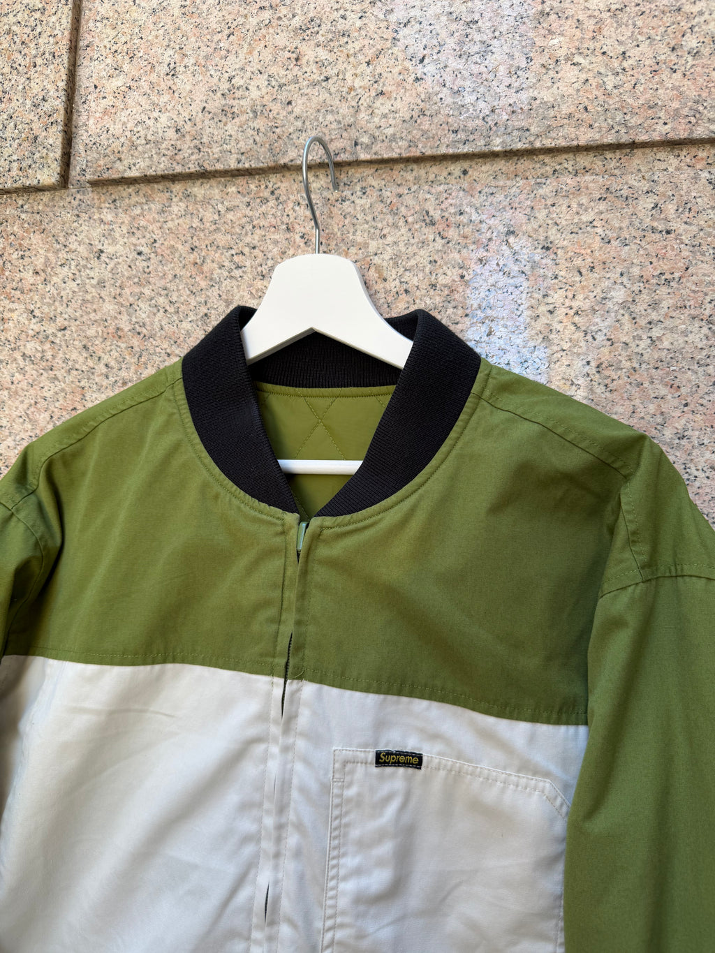 Supreme Reversible Work Green/White Jacket - L (USED)