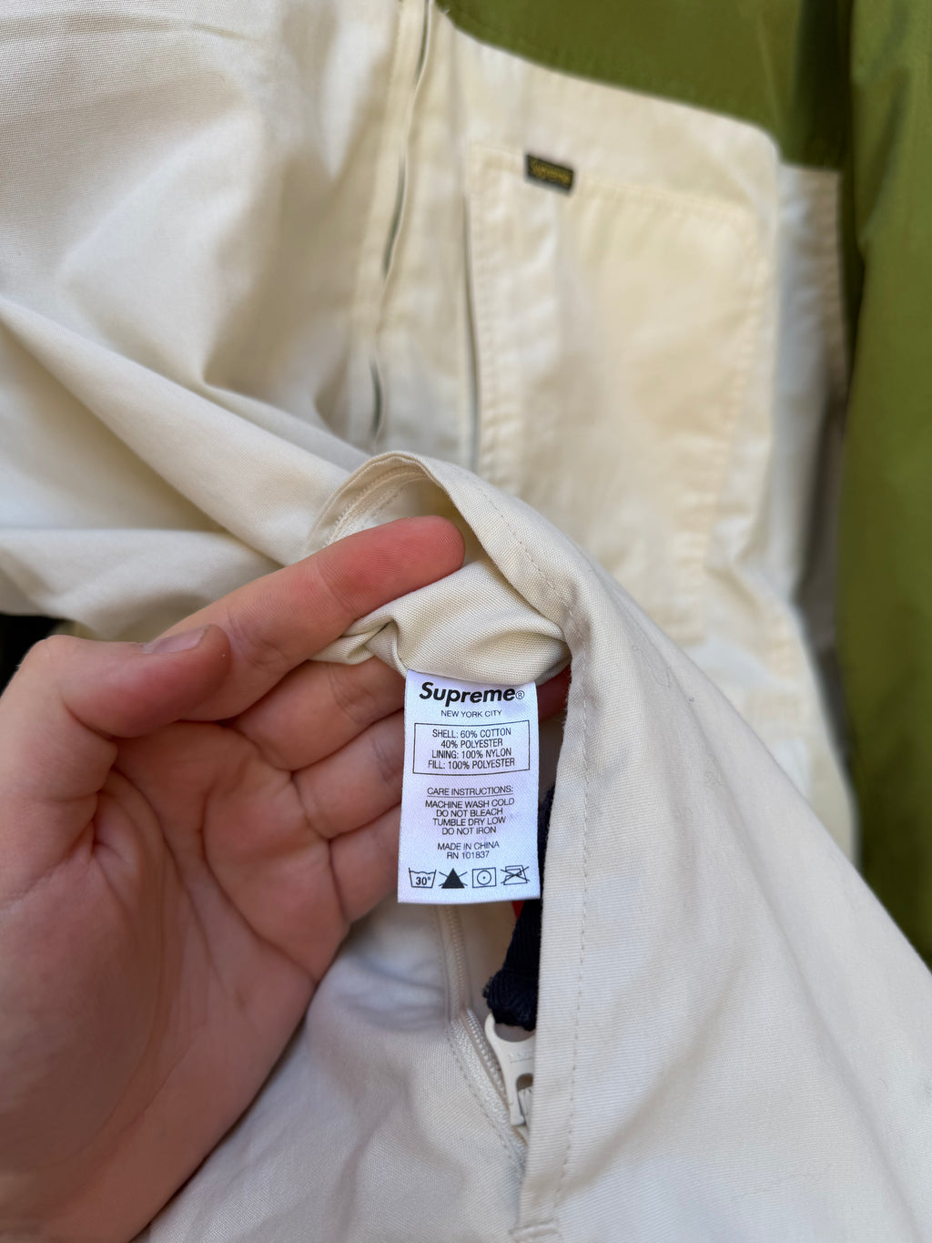 Supreme Reversible Work Green/White Jacket - L (USED)