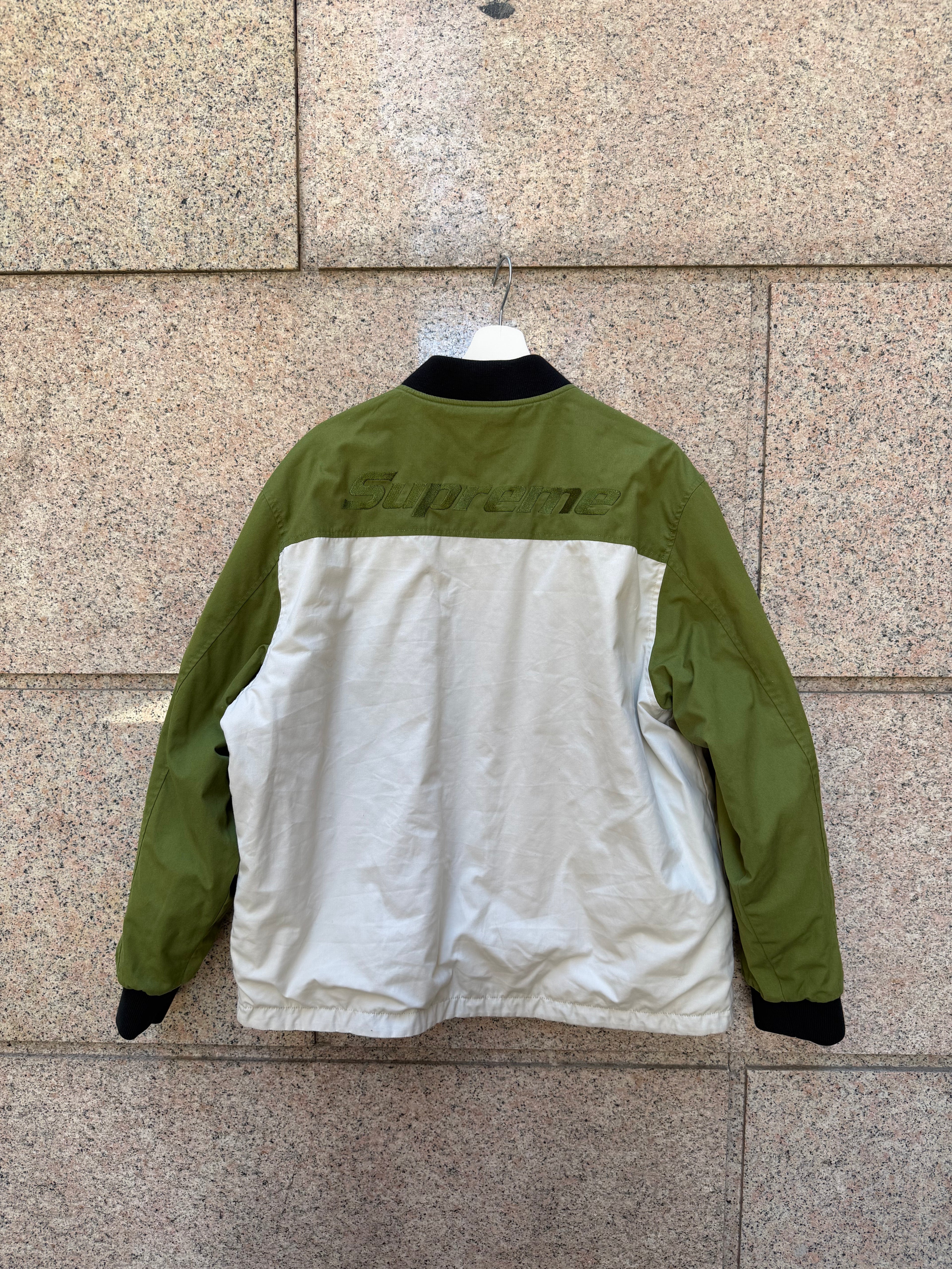 Supreme Reversible Work Green/White Jacket - L (USED)