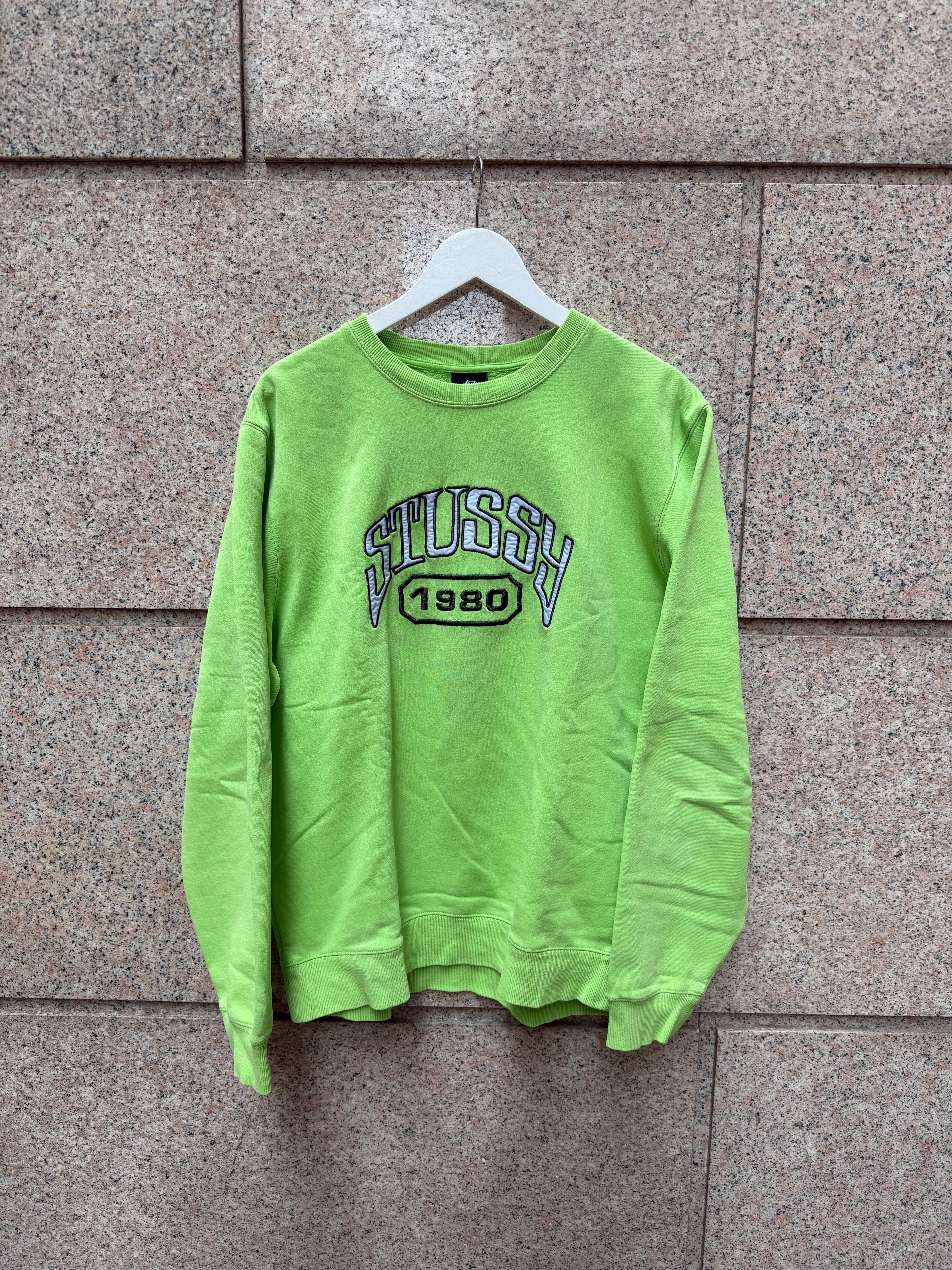 Stussy Green Crewneck Big Logo - L (USED)