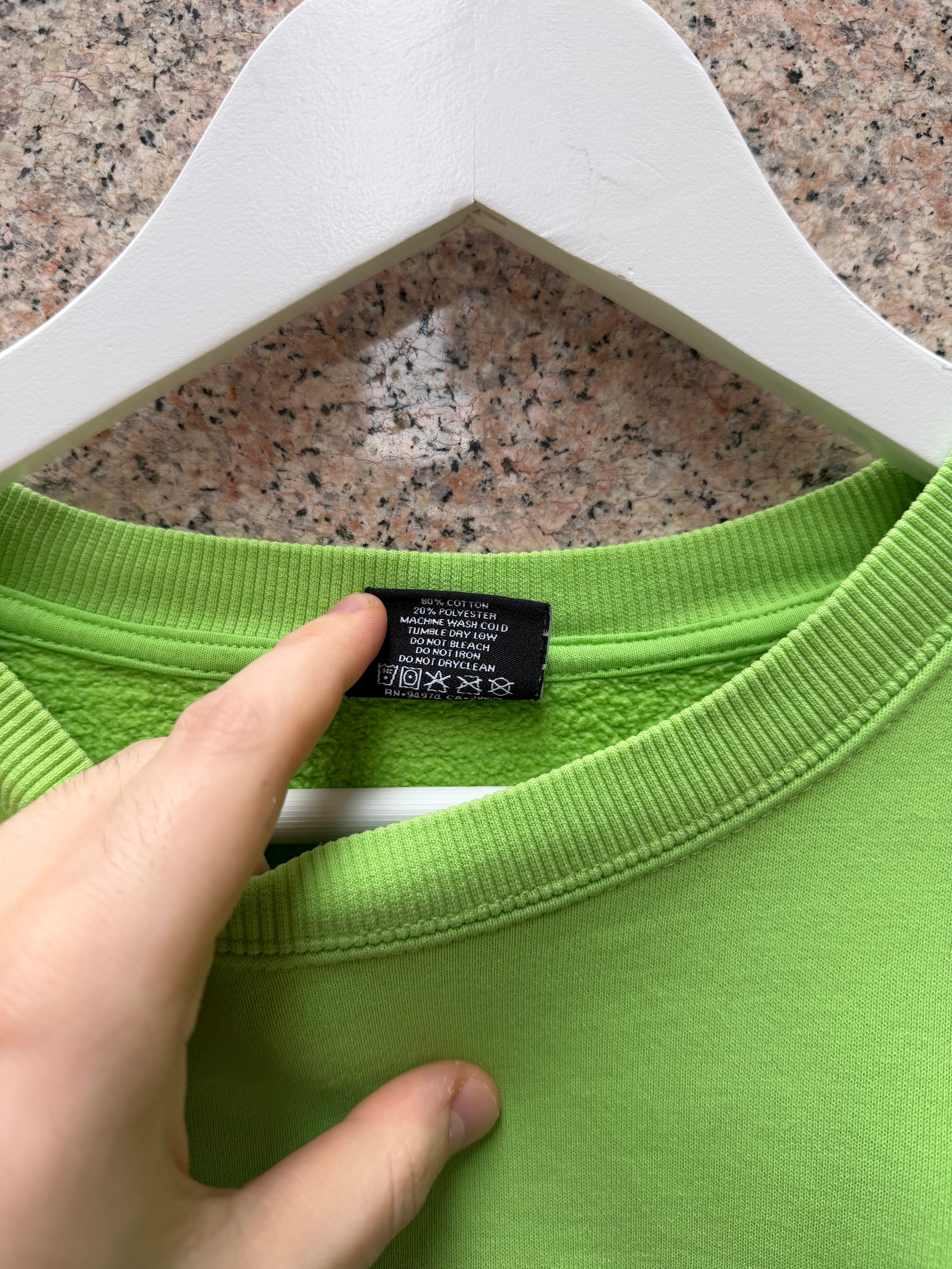 Stussy Green Crewneck Big Logo - L (USED)