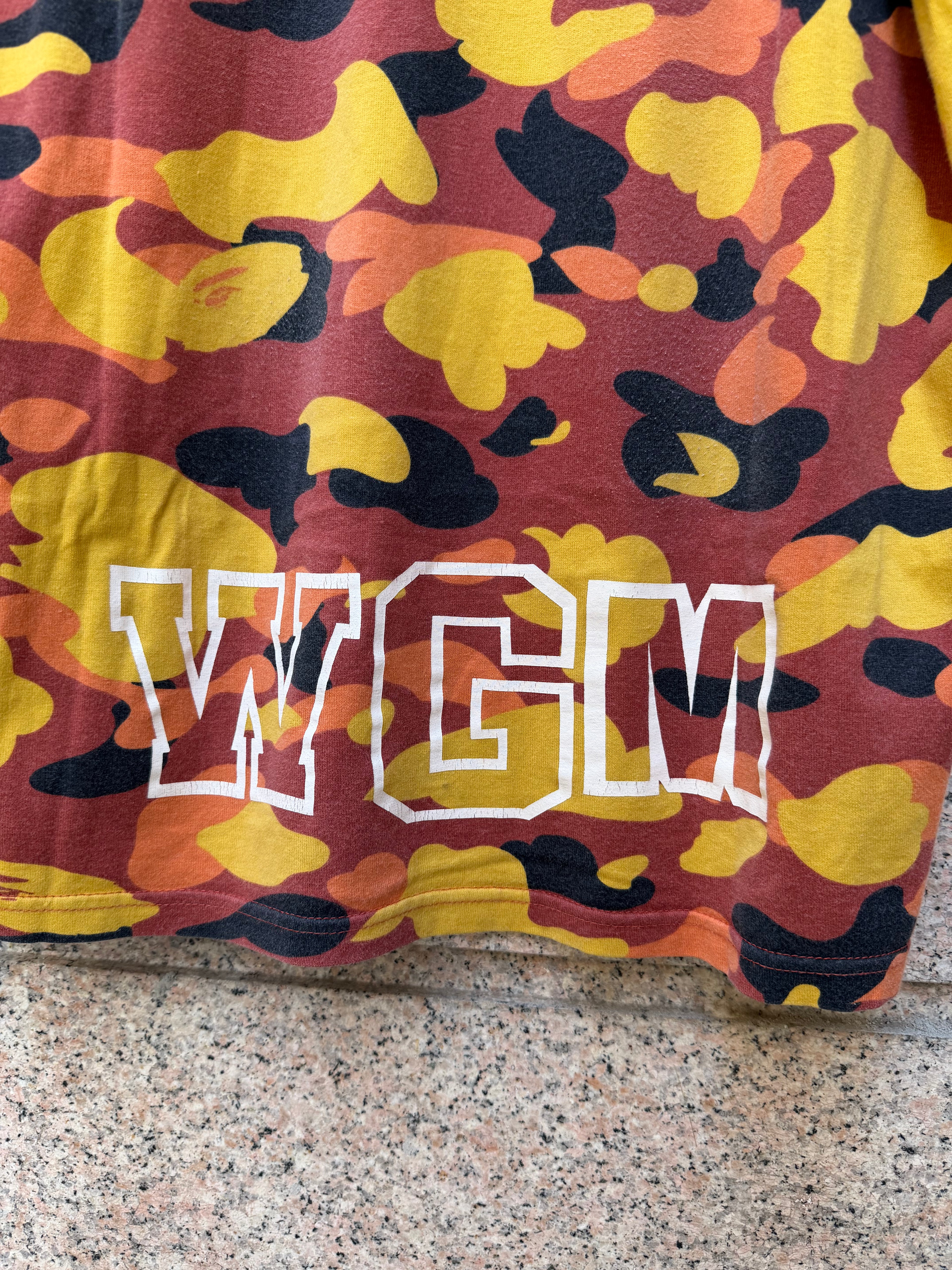 A Bathing Ape Bape Shark Orange Camo T-Shirt L (USED)