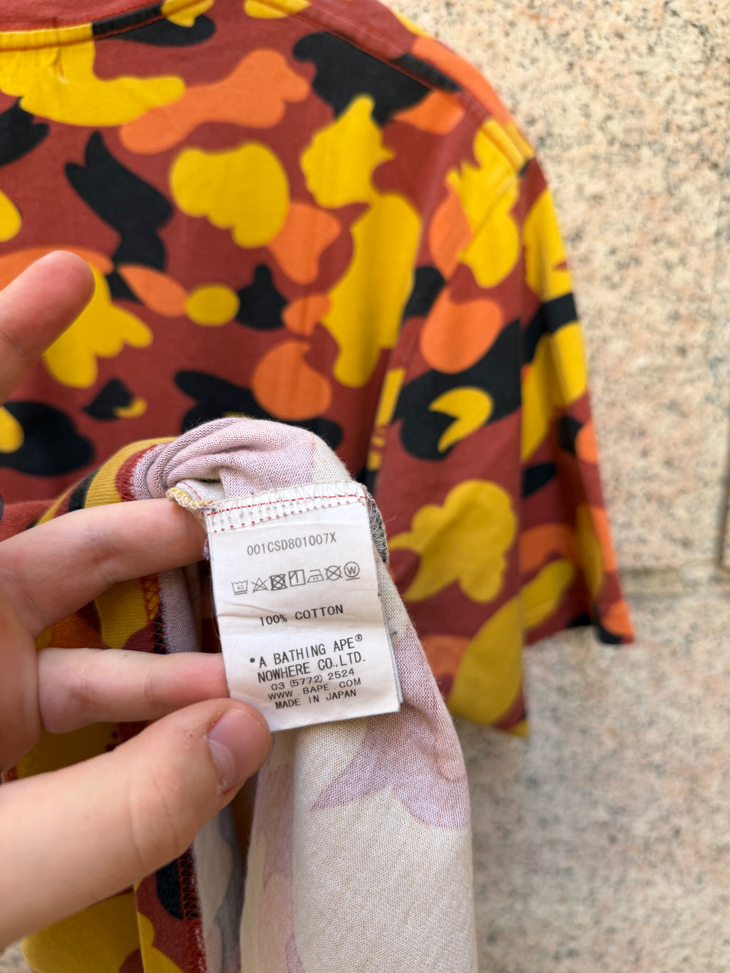 A Bathing Ape Bape Shark Orange Camo T-Shirt L (USED)