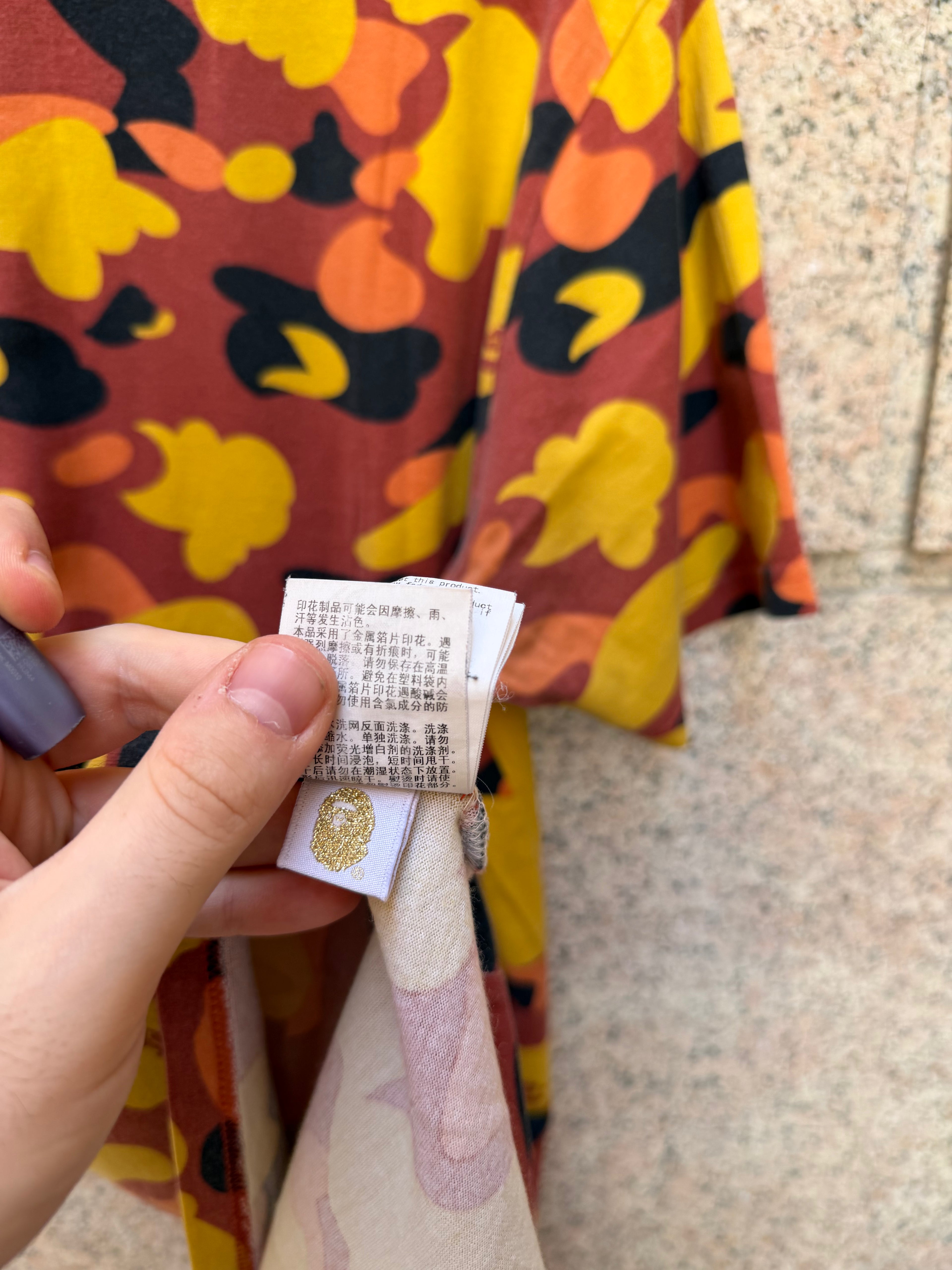 A Bathing Ape Bape Shark Orange Camo T-Shirt L (USED)