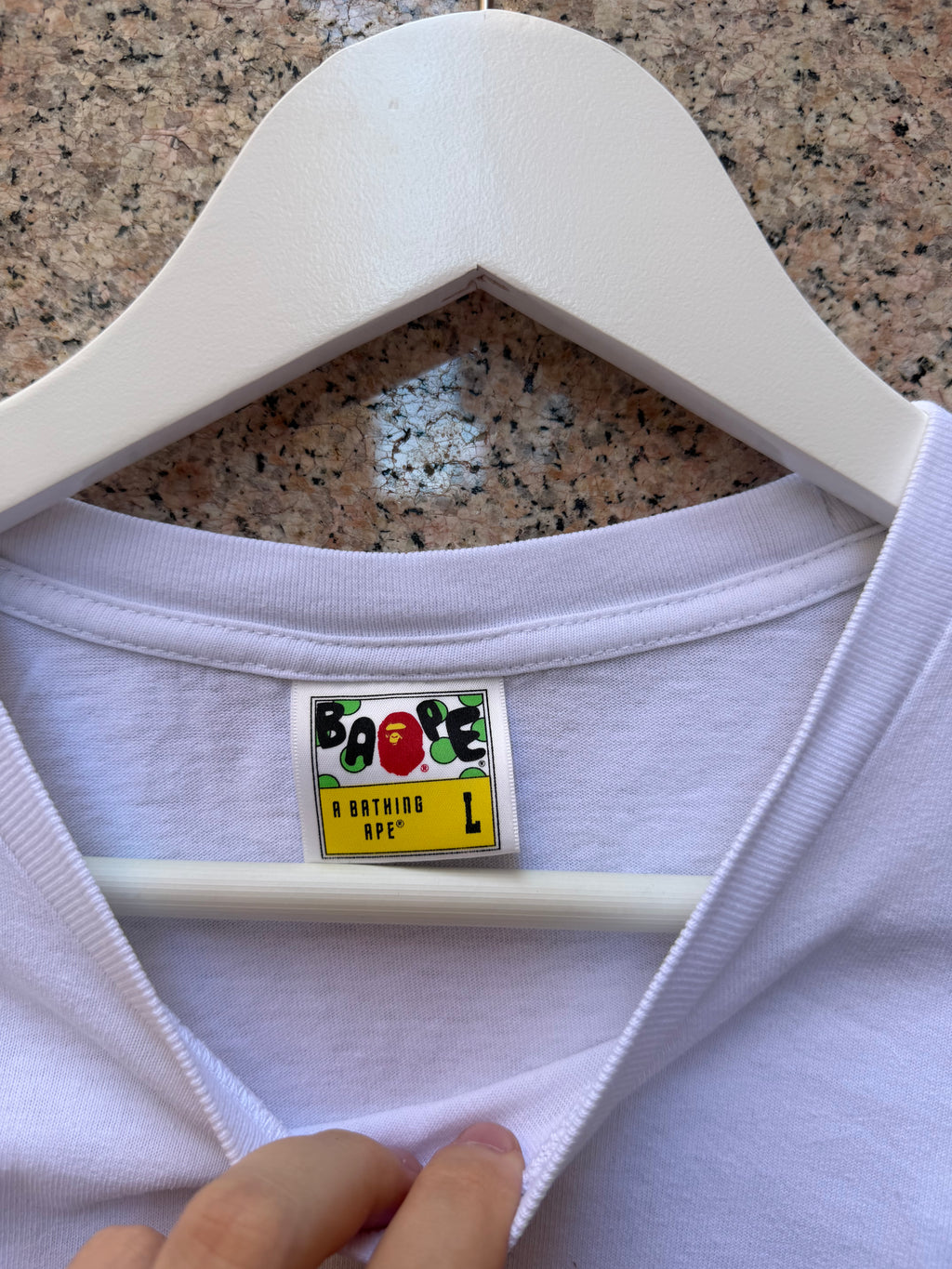 A Bathing Ape Bape Star Logo Multi White T-Shirt L (USED)