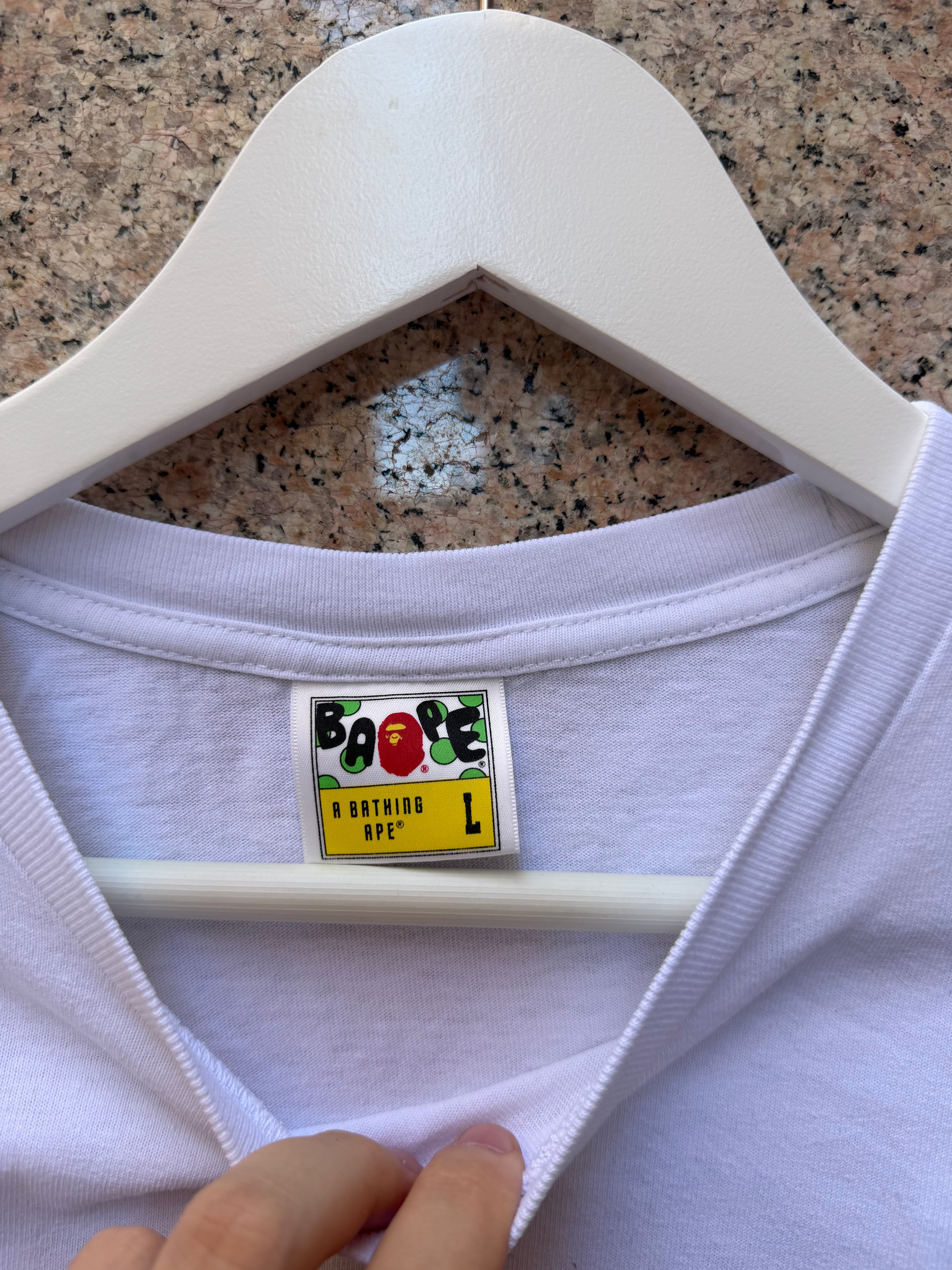A Bathing Ape Bape Star Logo Multi White T-Shirt L (USED)