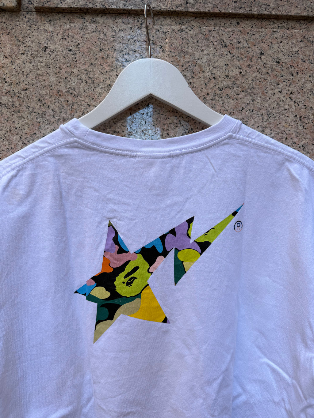 A Bathing Ape Bape Star Logo Multi White T-Shirt L (USED)