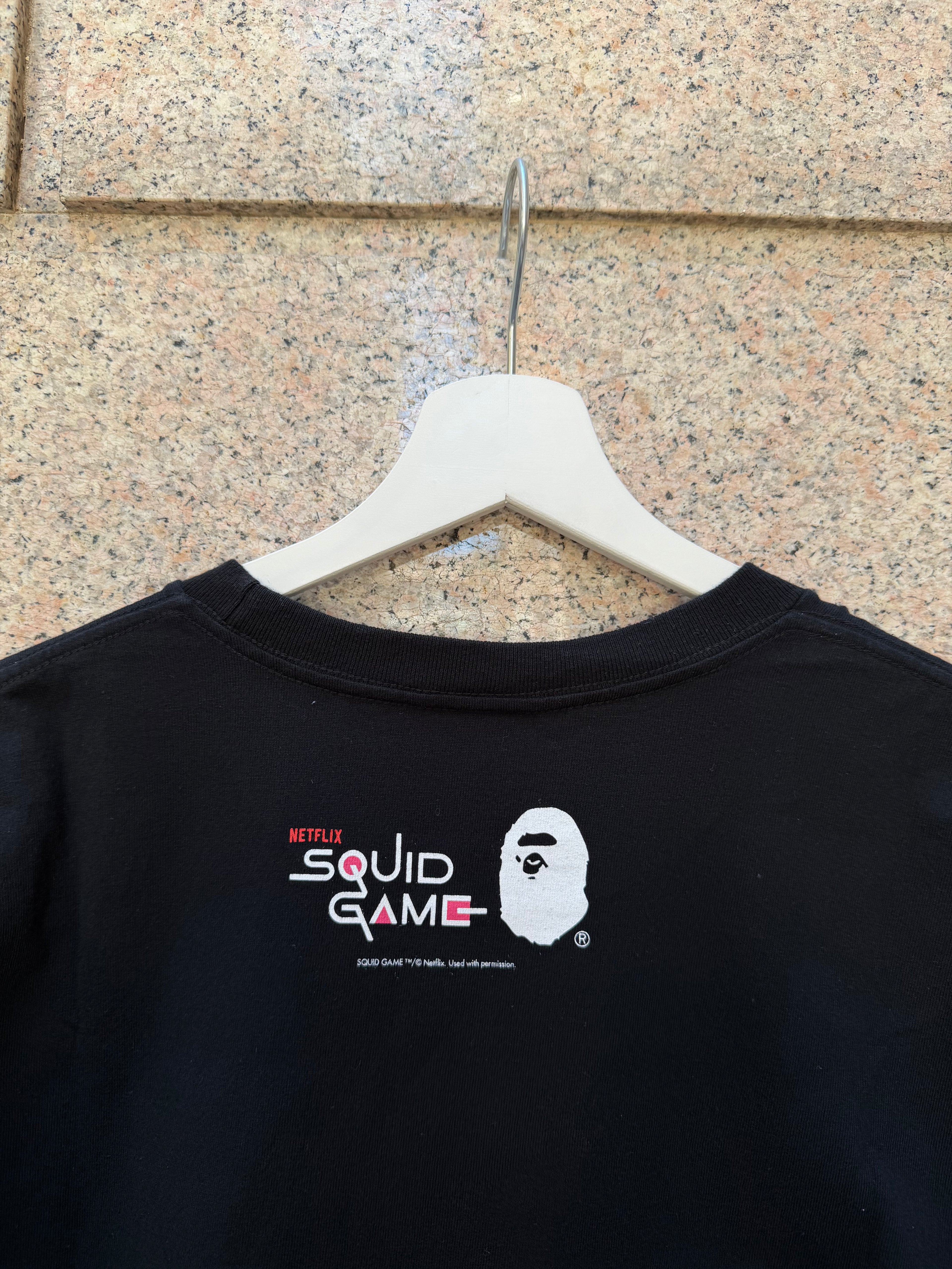 A Bathing Ape Bape X Squid Game Big Head Black T-Shirt - XXL (USED)