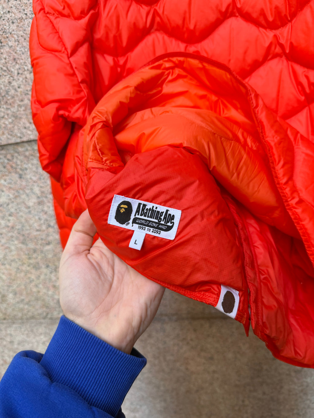 A Bathing Ape Bape Down Jacket Wave Logo  - L (USED)