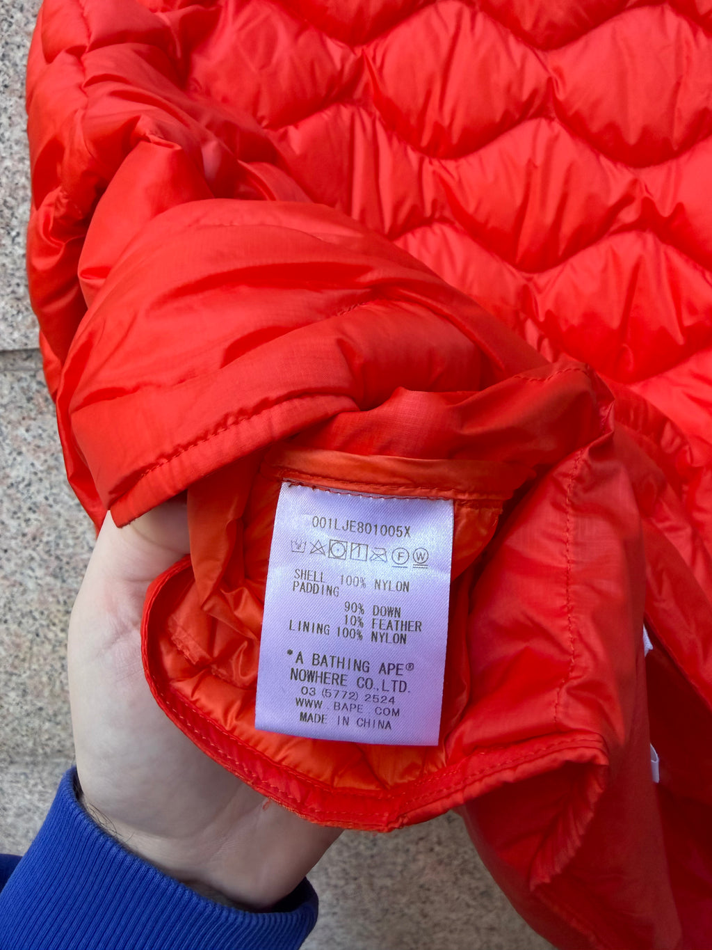 A Bathing Ape Bape Down Jacket Wave Logo  - L (USED)
