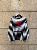 Stussy Flower Stripe Longsleeve Bw - S (USED)