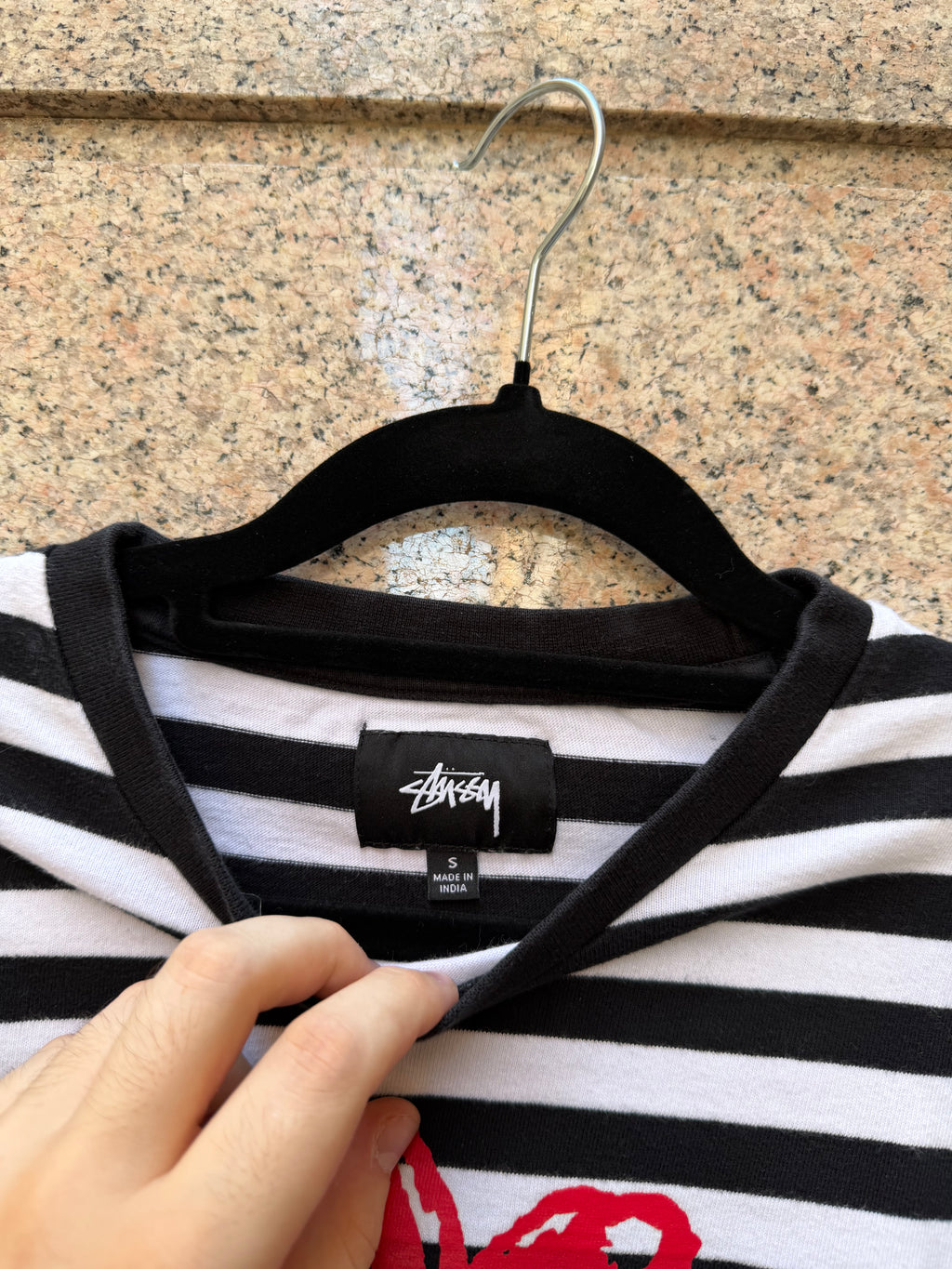 Stussy Flower Stripe Longsleeve Bw - S (USED)