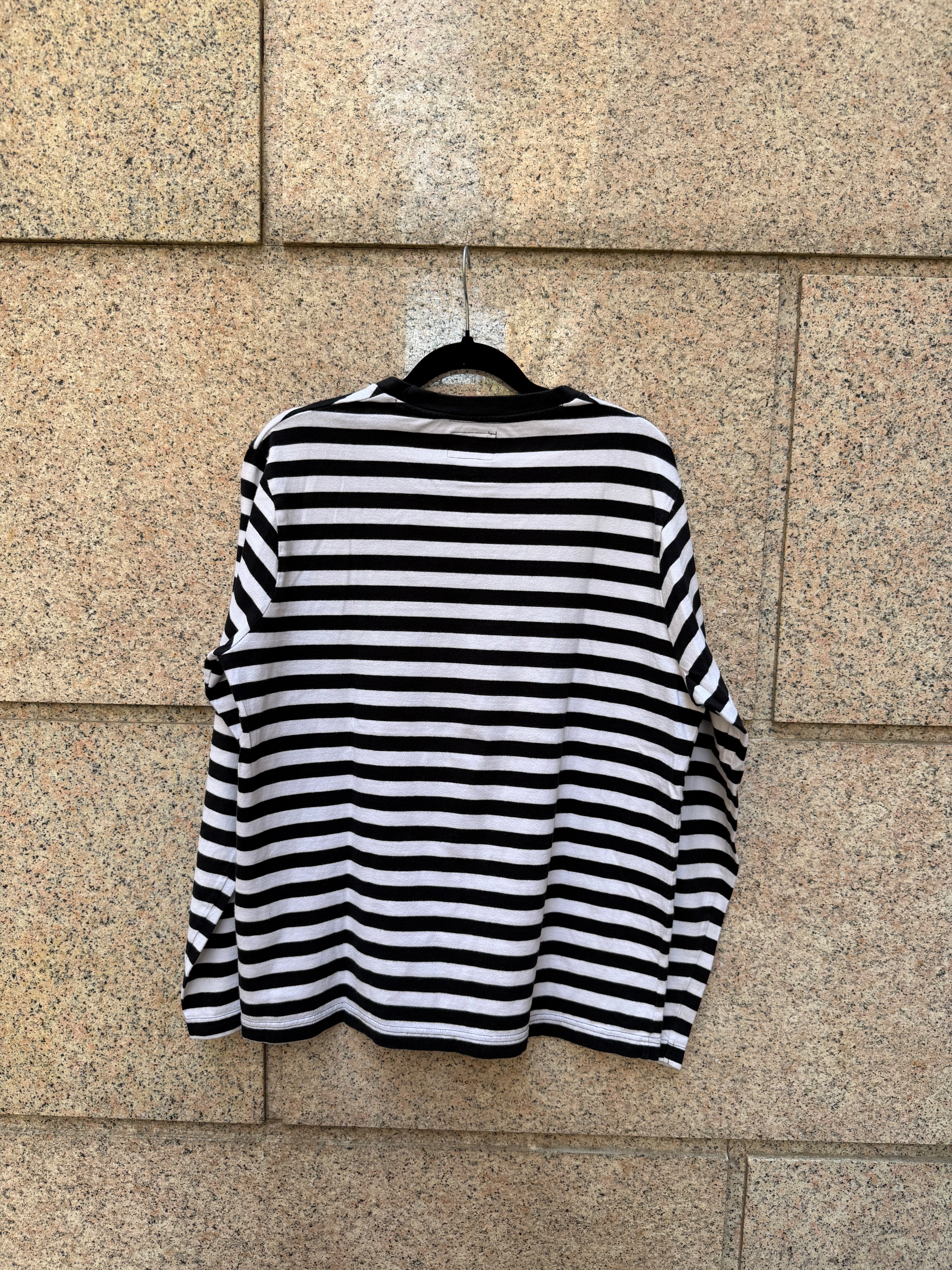Stussy Flower Stripe Longsleeve Bw - S (USED)