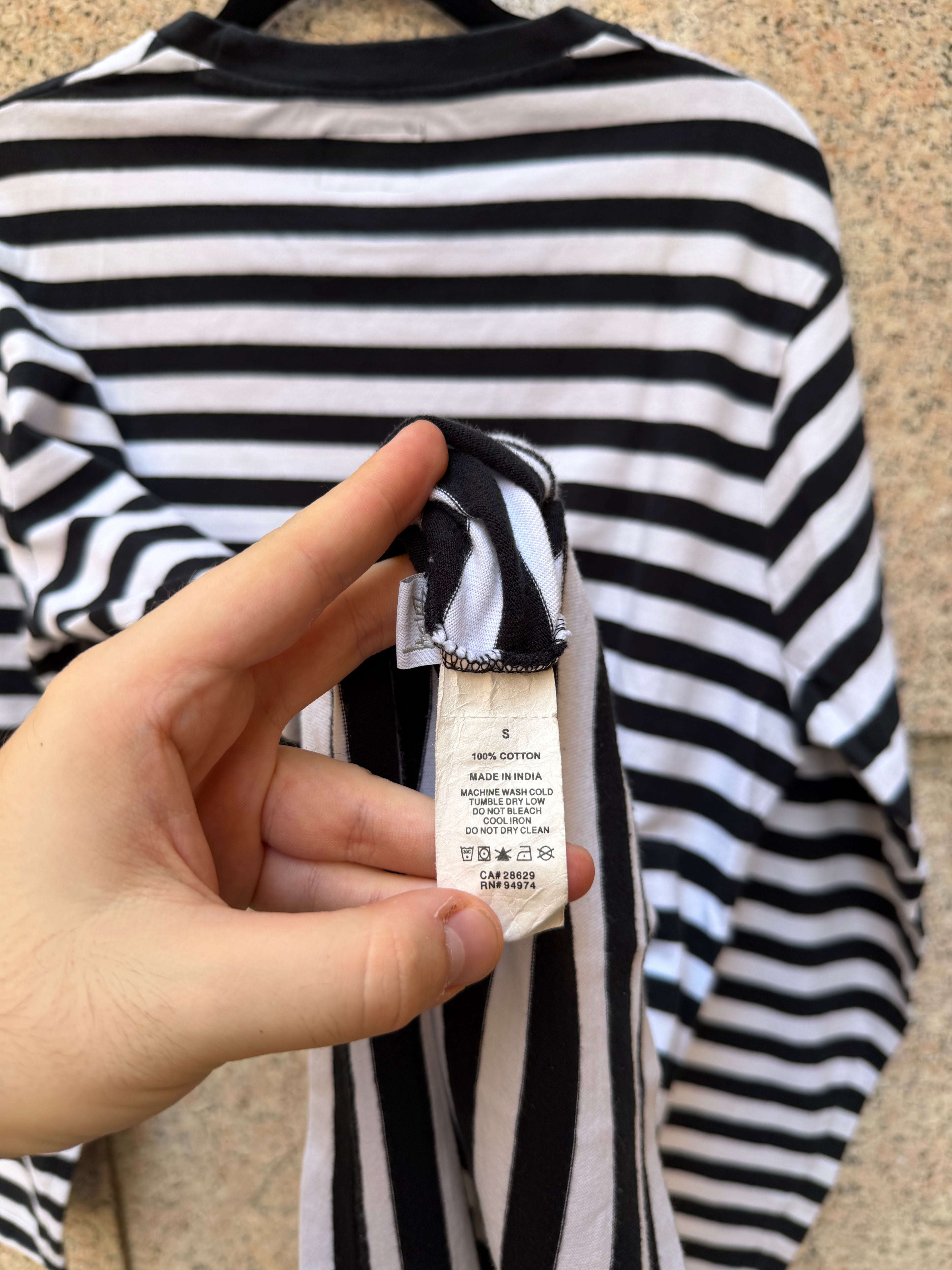 Stussy Flower Stripe Longsleeve Bw - S (USED)
