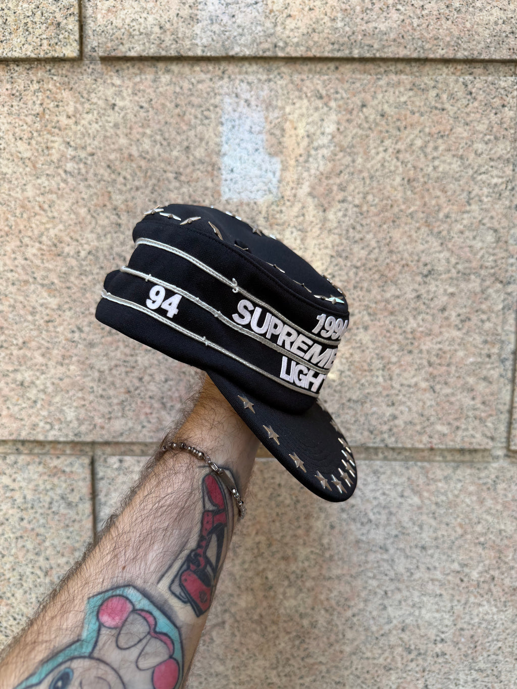 Supreme Star Studded Pillbox Hat Black (USED)
