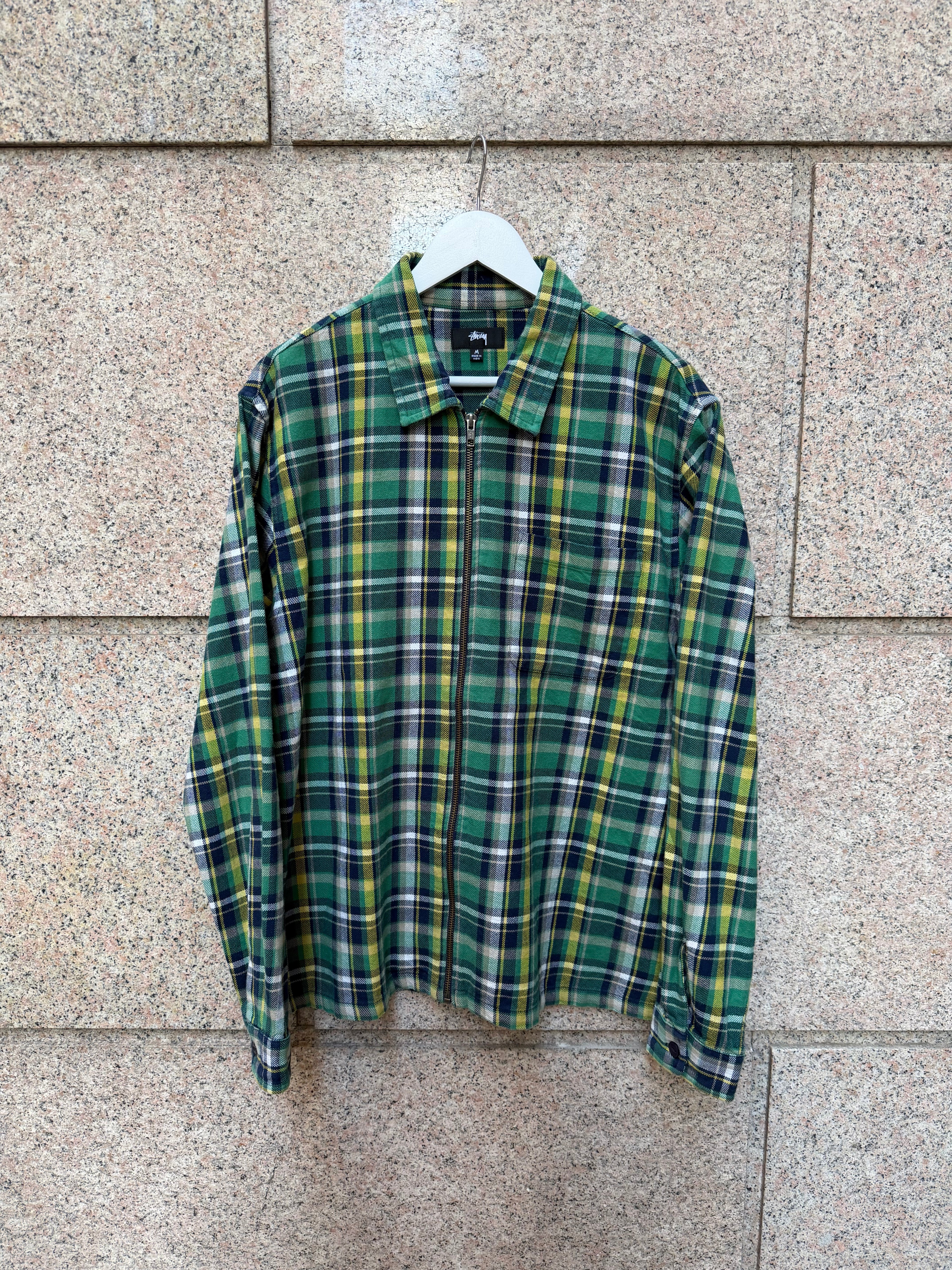 Stussy Zip Shirt Plaid Green - M (USED)
