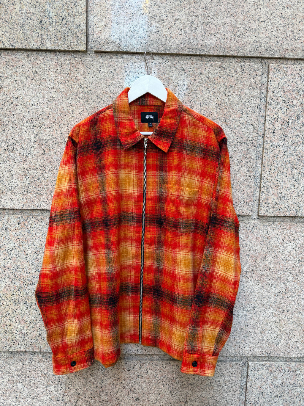 Stussy Zip Shirt Plaid Red/Orange - M (USED)