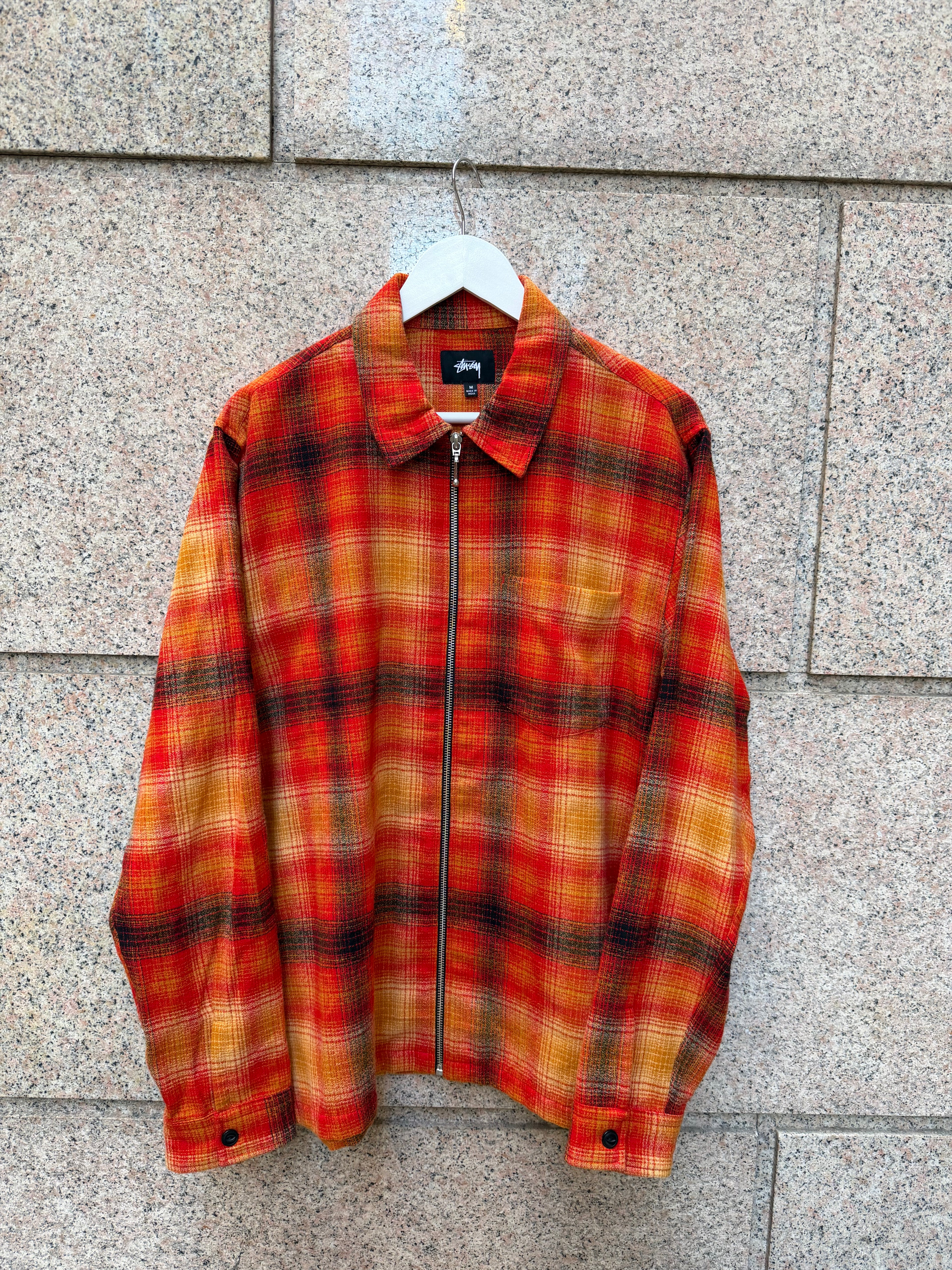 Stussy Zip Shirt Plaid Red/Orange - M (USED)