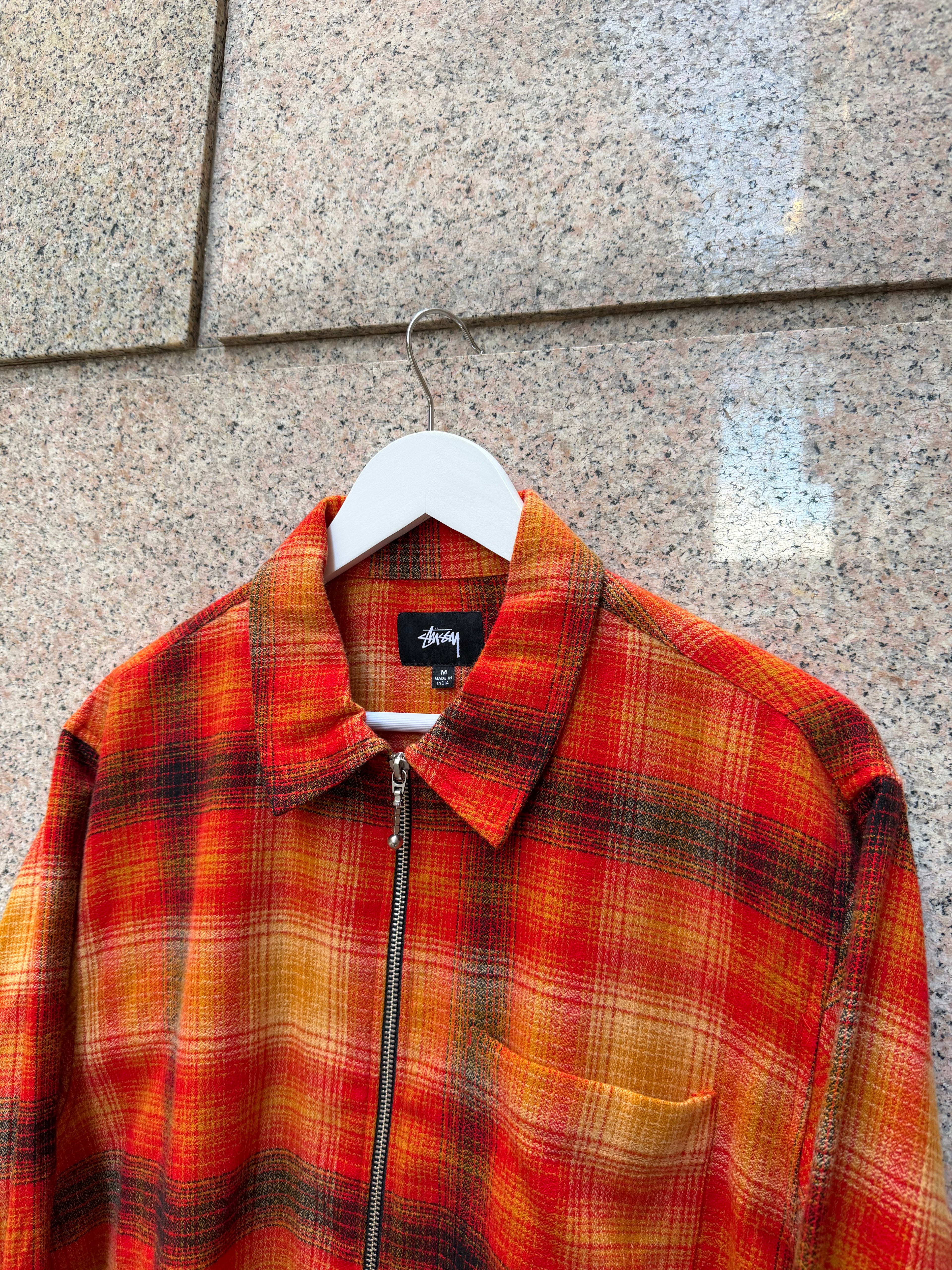 Stussy Zip Shirt Plaid Red/Orange - M (USED)