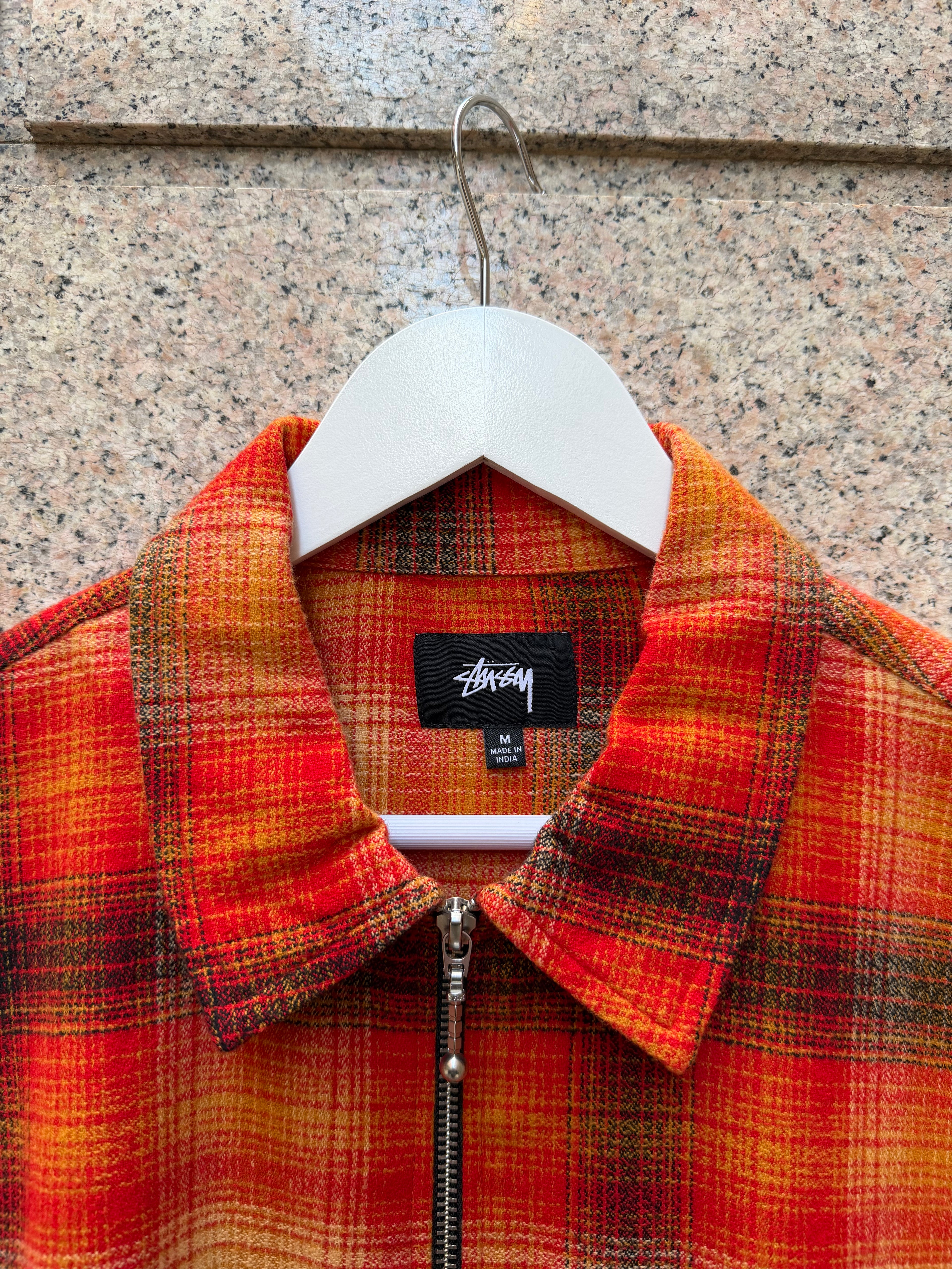 Stussy Zip Shirt Plaid Red/Orange - M (USED)