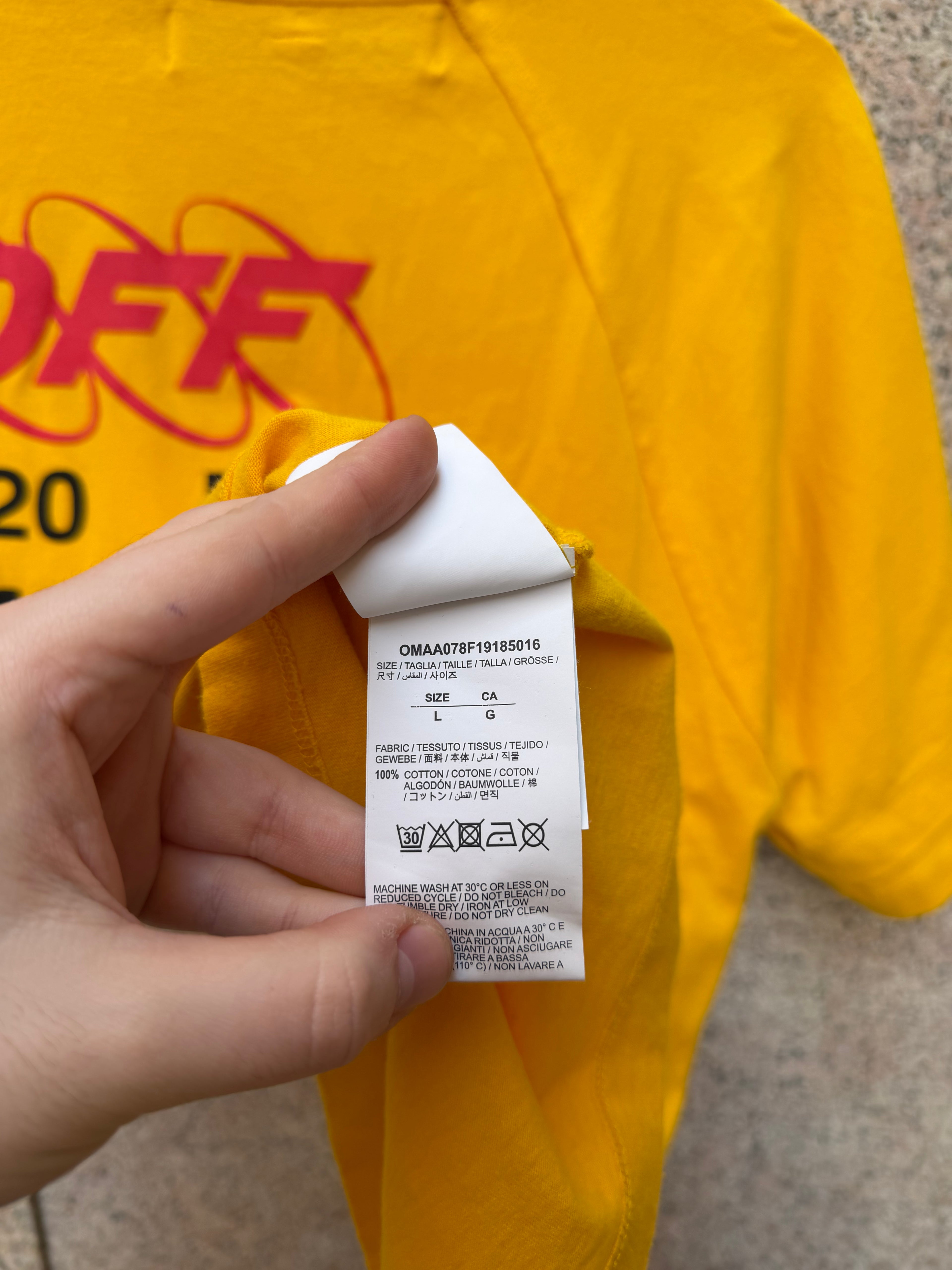 Off-White Industrial Recon Yellow Tee - L (USED)