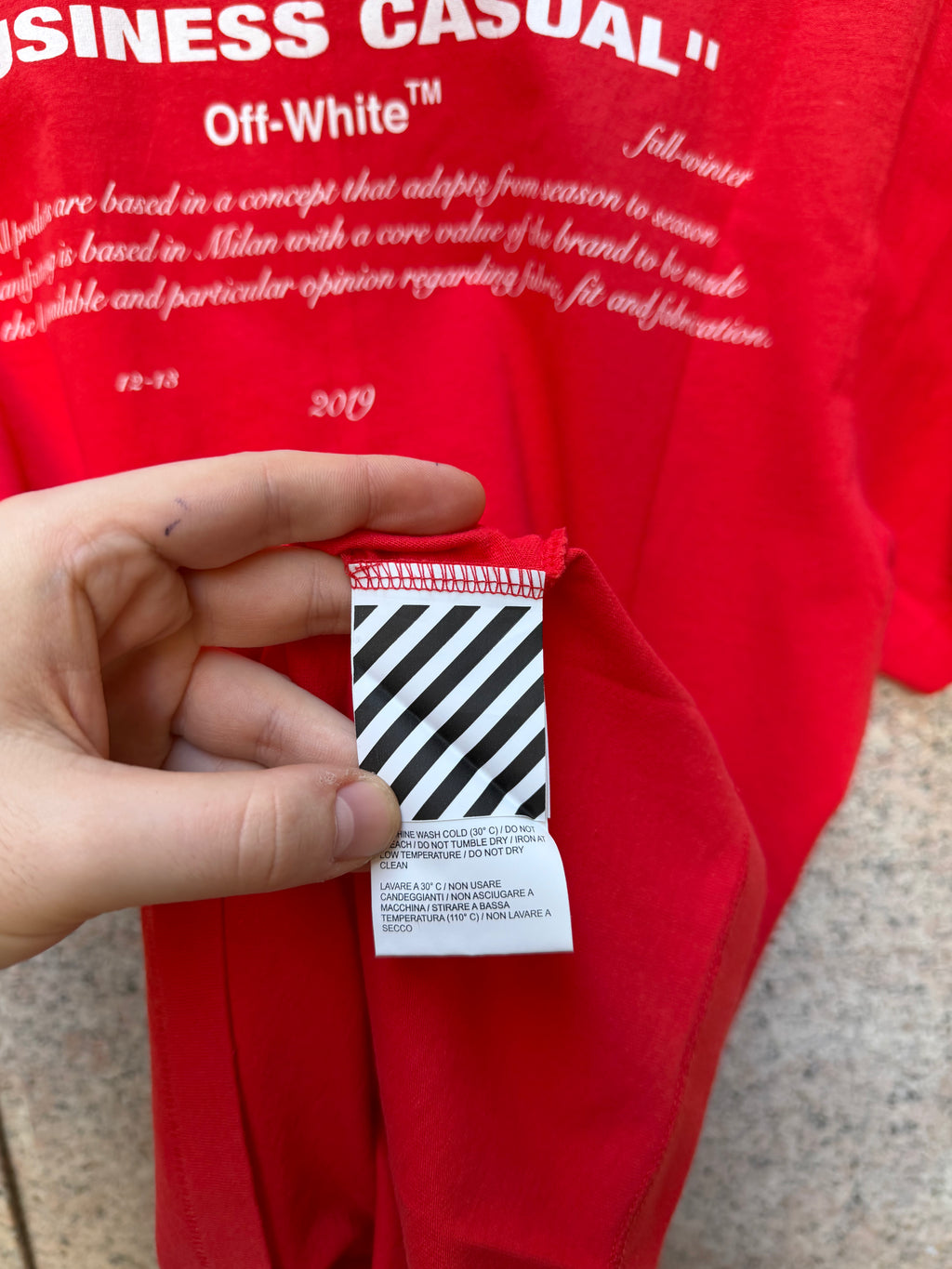 Off-White Bernini Spliced Red Tee - L (USED)