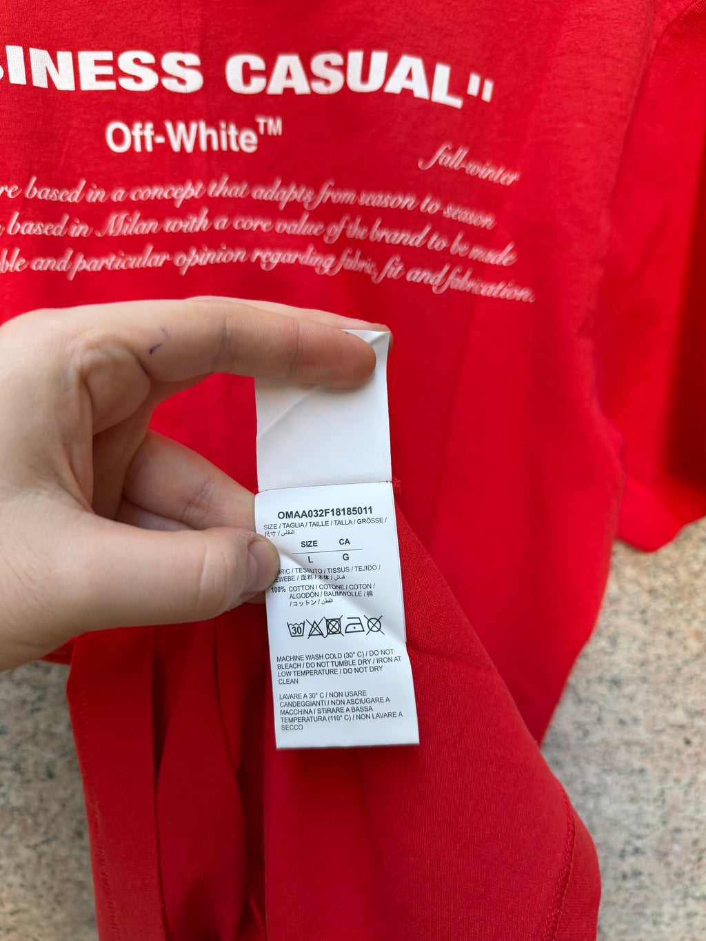 Off-White Bernini Spliced Red Tee - L (USED)