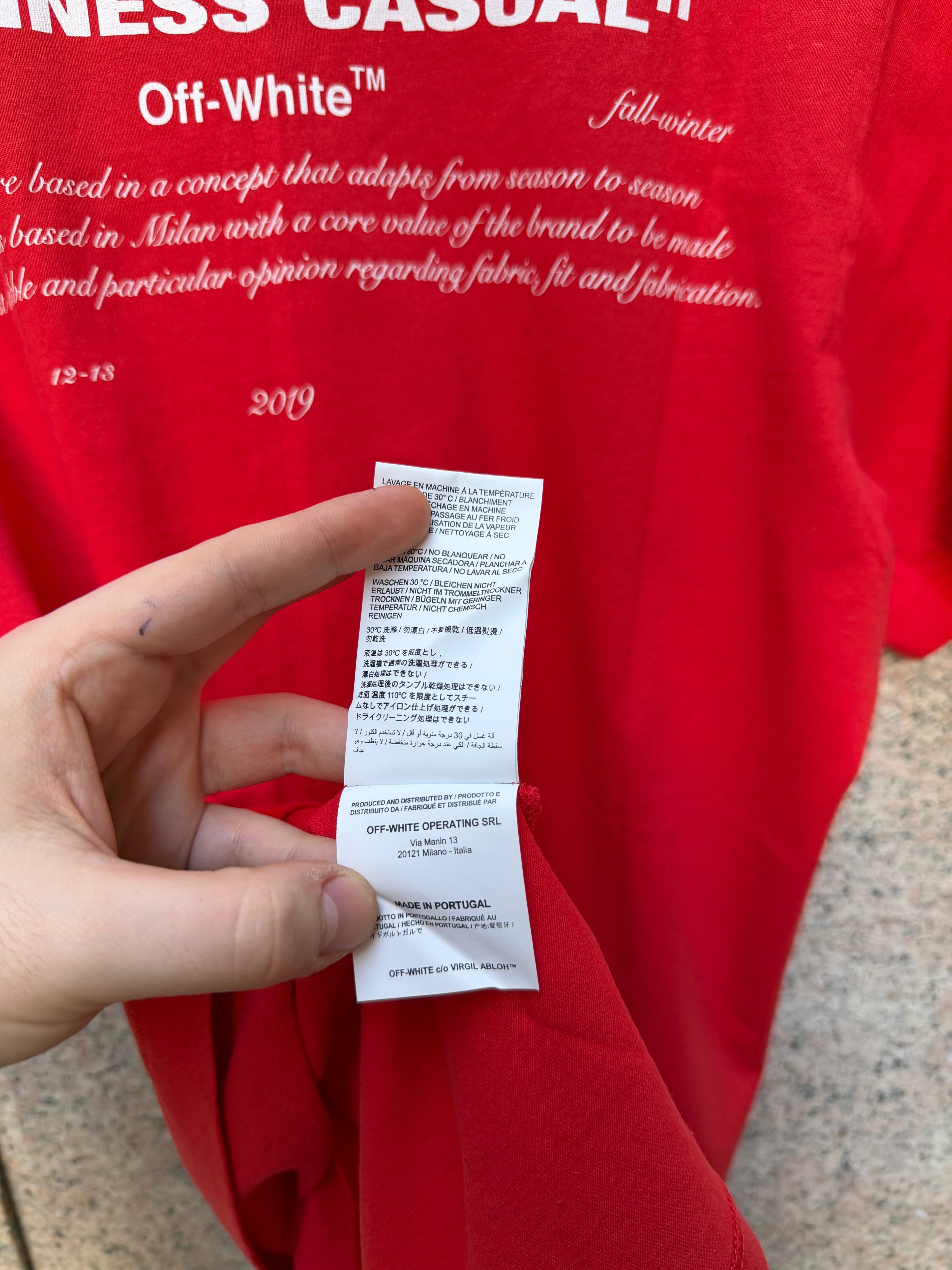 Off-White Bernini Spliced Red Tee - L (USED)