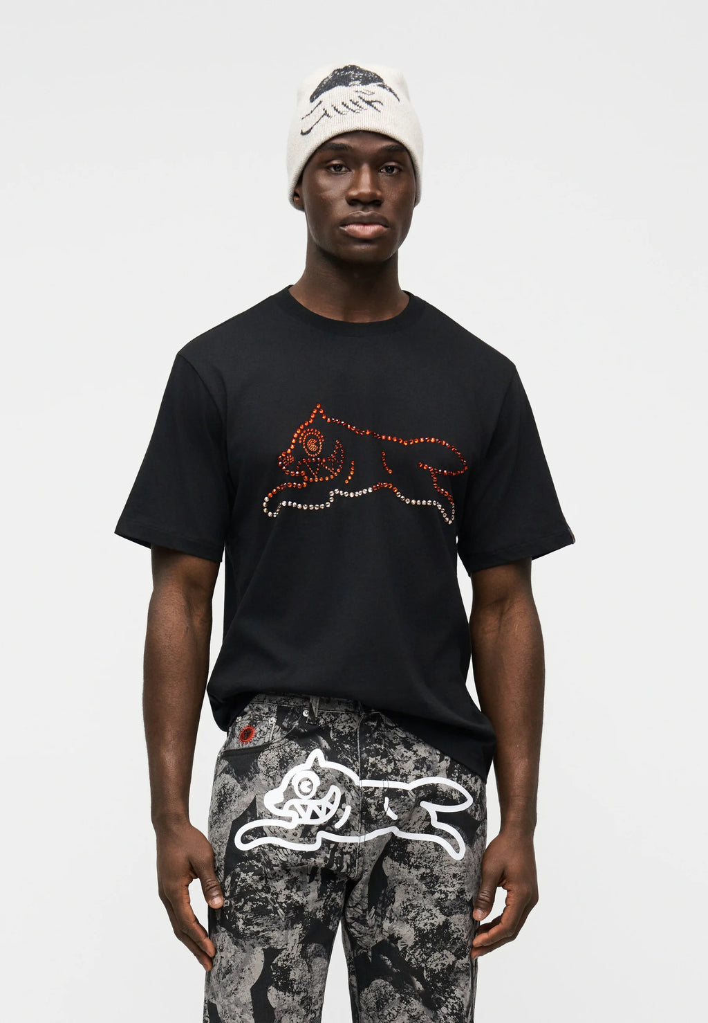 Icecream Running Dog Tee Glitter Black