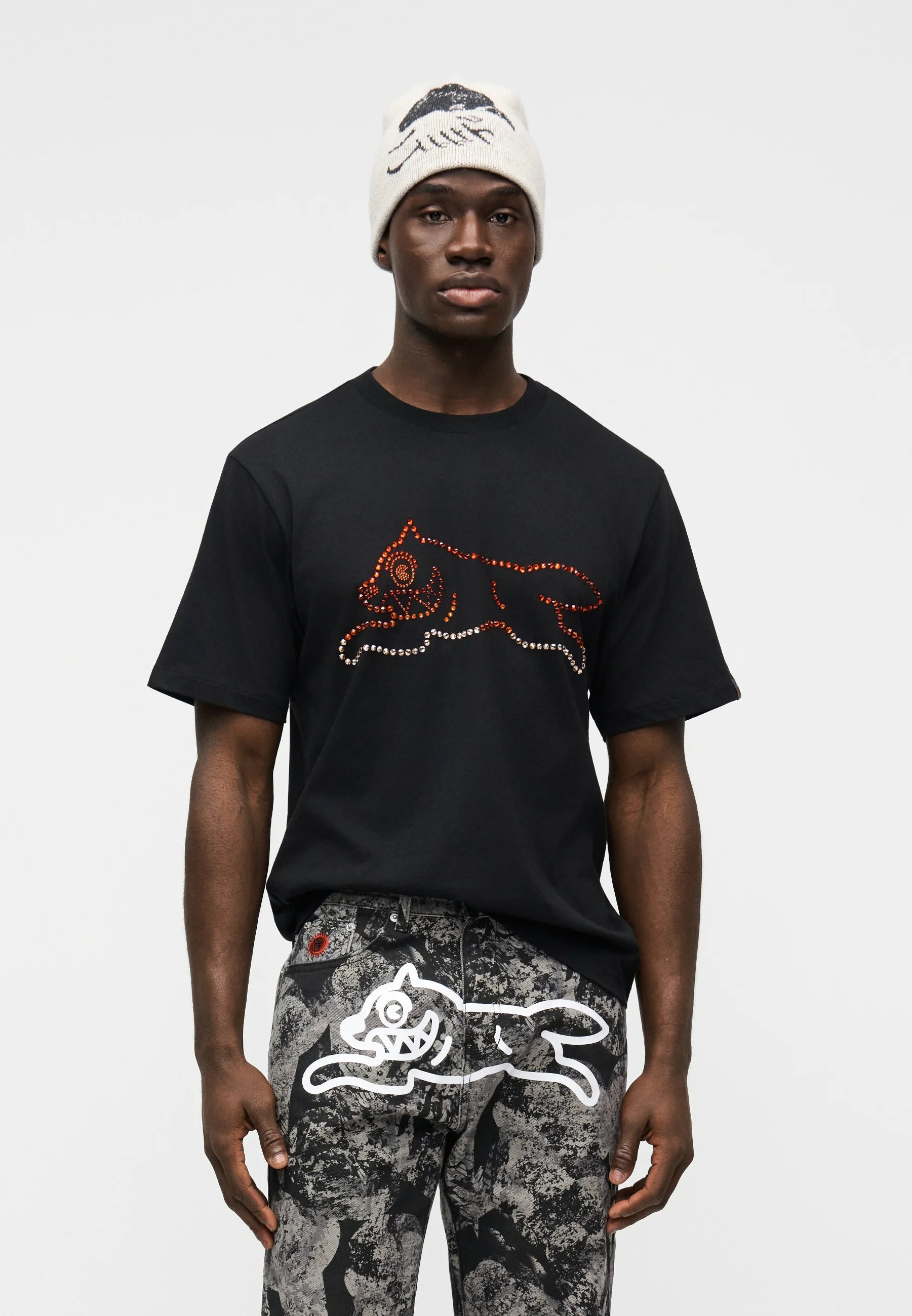 Icecream Running Dog Tee Glitter Black