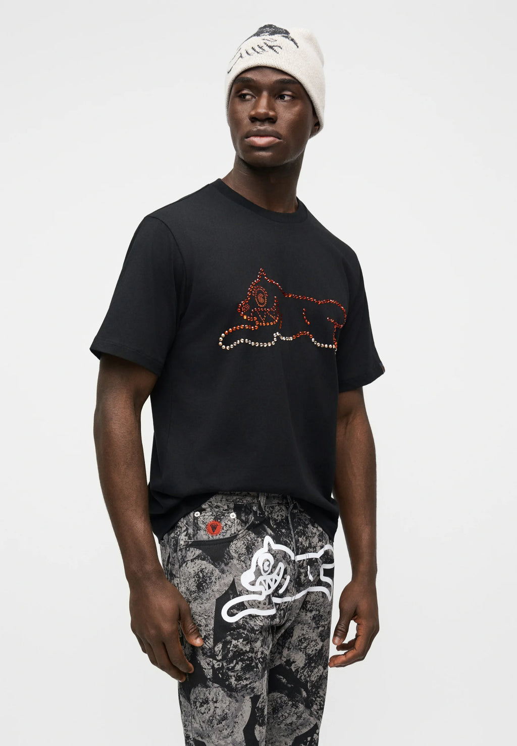 Icecream Running Dog Tee Glitter Black