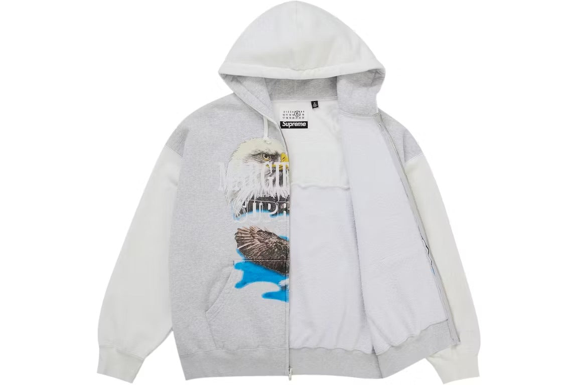 Supreme MM6 Maison Margiela Eagle Zip Up Hooded Sweatshirt White