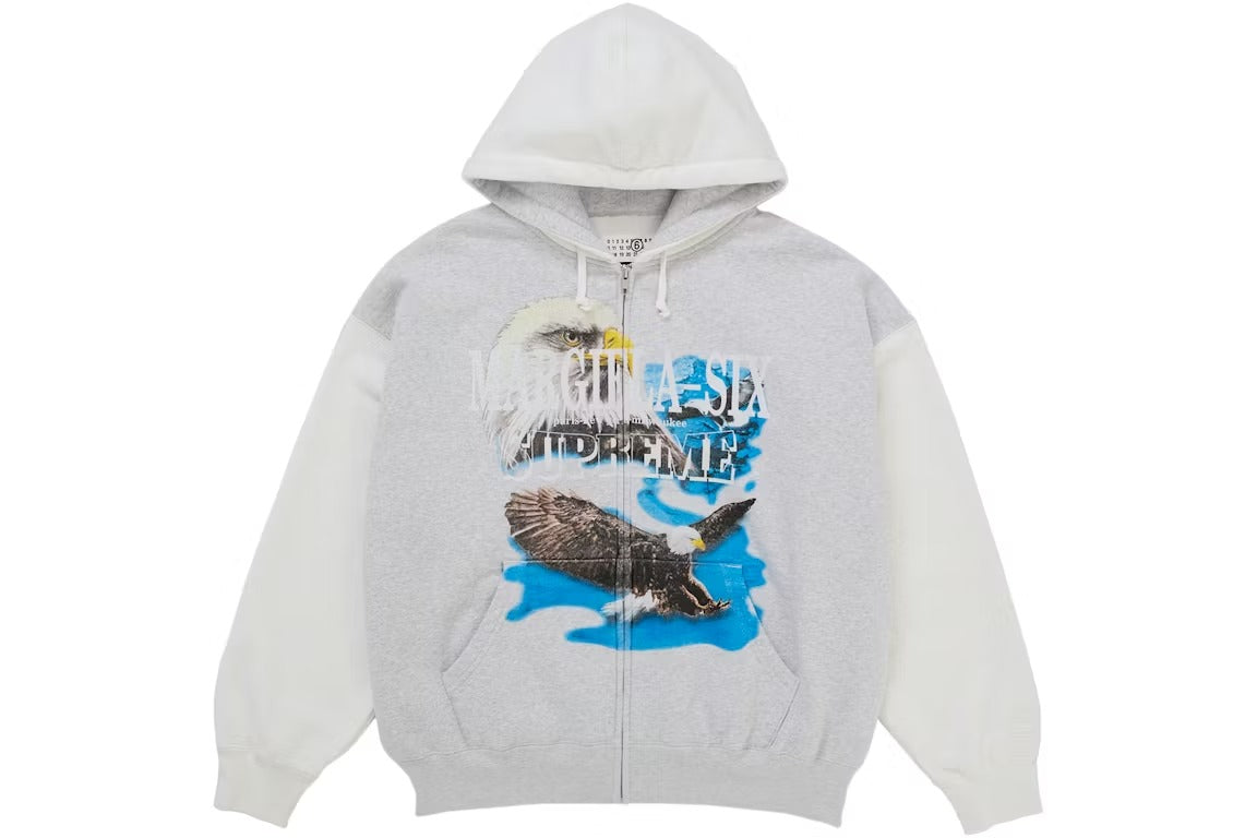 Supreme MM6 Maison Margiela Eagle Zip Up Hooded Sweatshirt White