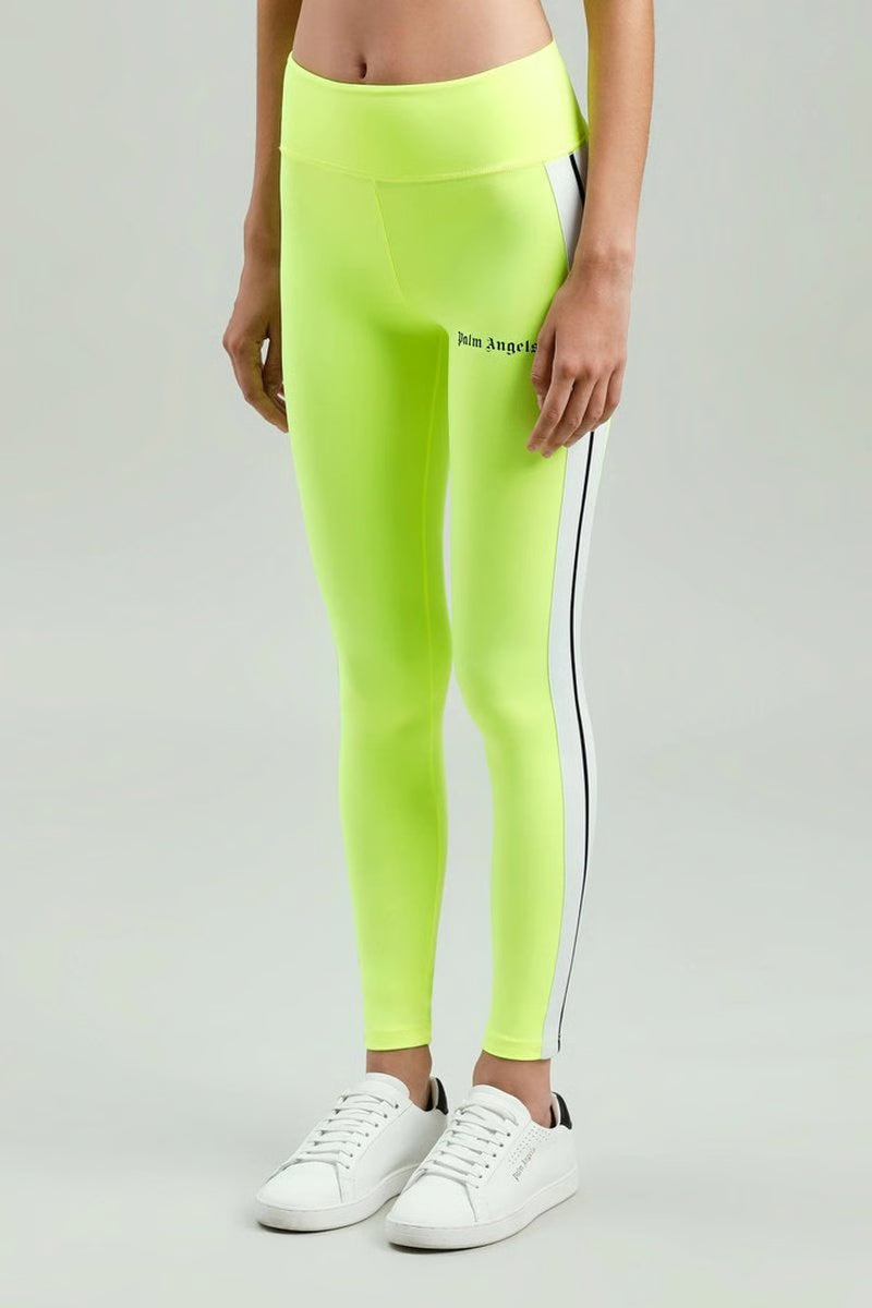 PALM ANGELS Leggings a vita alta - Verde fluo e nero