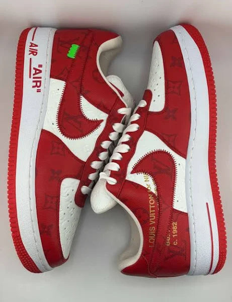 Louis Vuitton Nike Air Force 1 Low By Virgil Abloh White Red